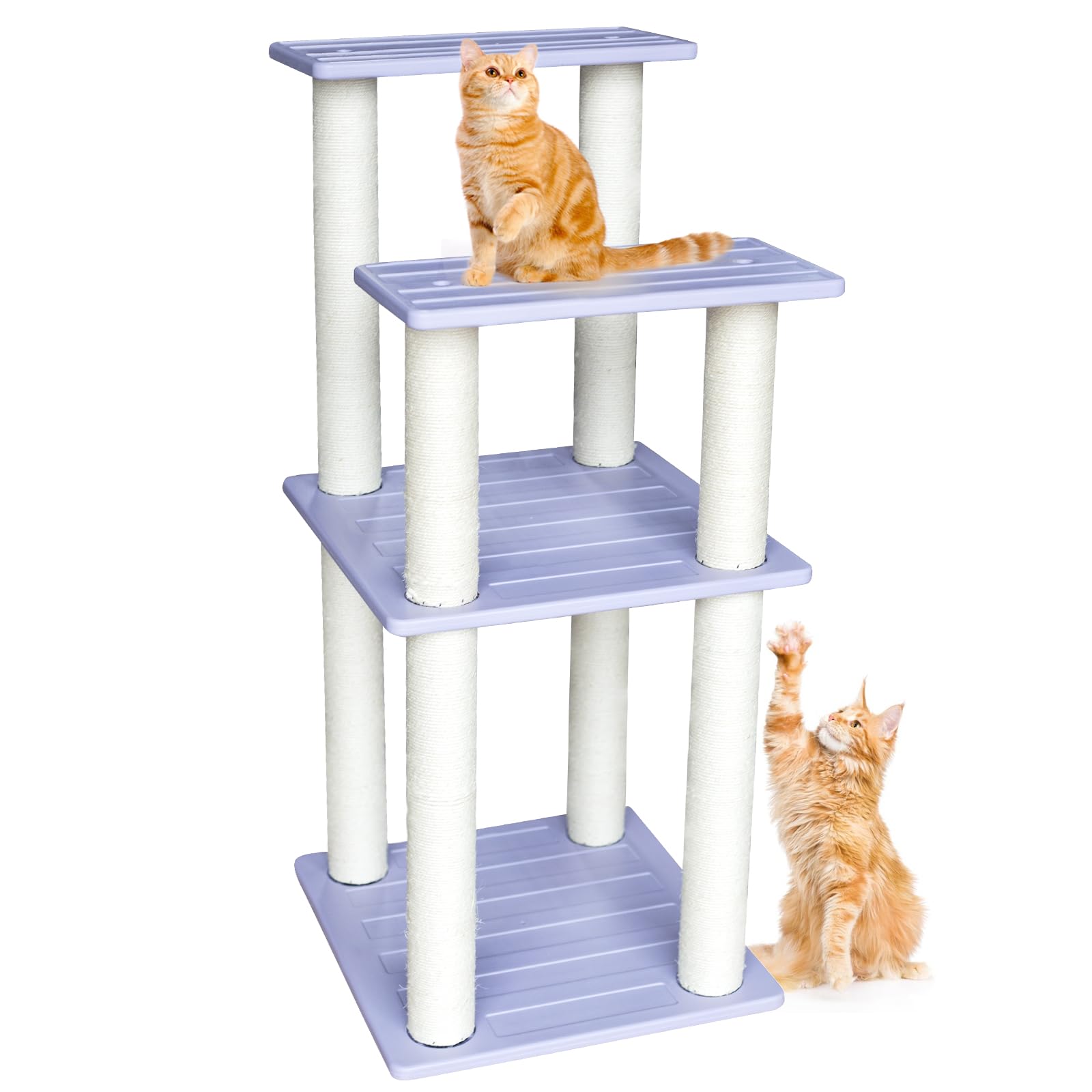 Maohegou 46 Inches Outdoor Cat Tower, Large Multi Level Cat Tree With Big Polypropylene Rope Scratching Posts For Indoor And Out