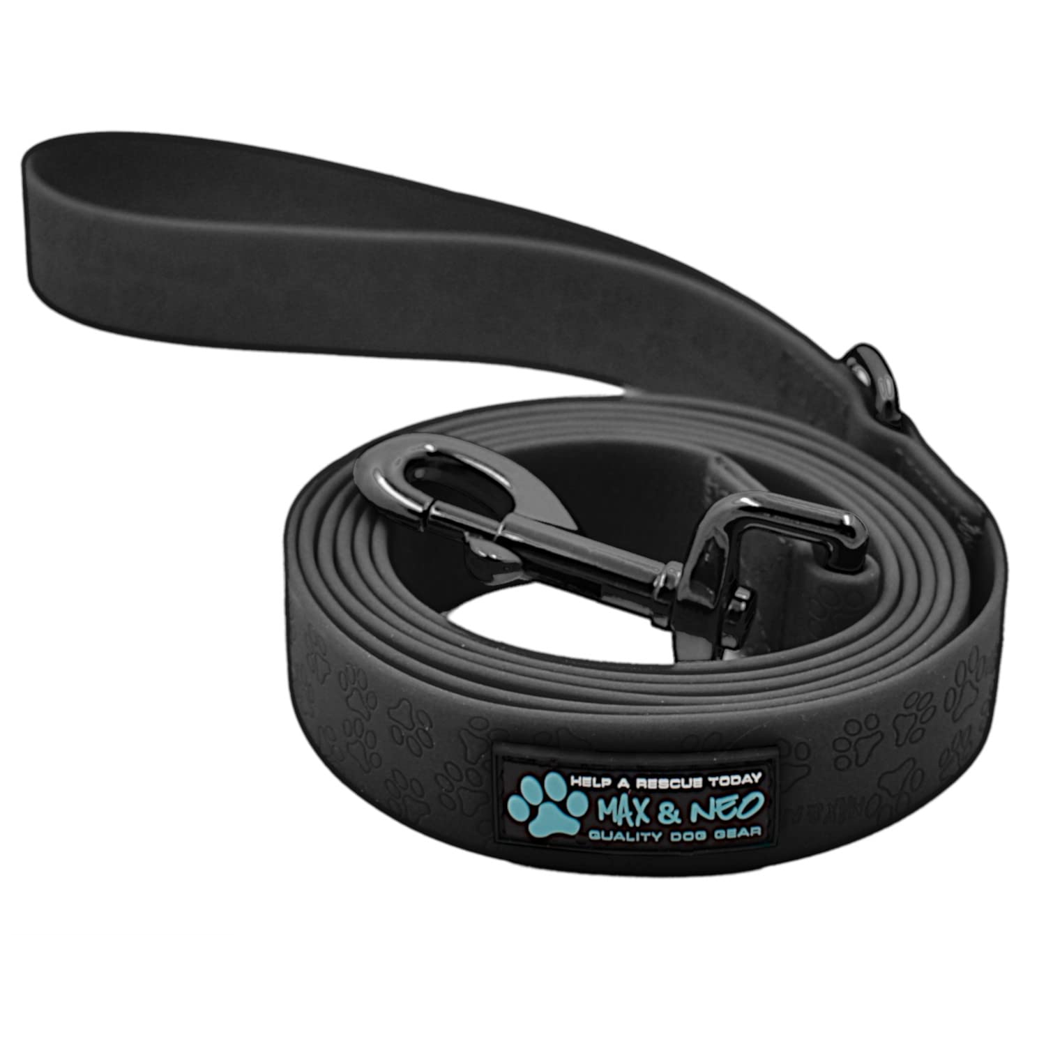 Max And Neo Waterproof Dog Leash - We Donate A Leash To A Dog Rescue For Every Leash Sold (Black) 6 Ft X 1 Wide