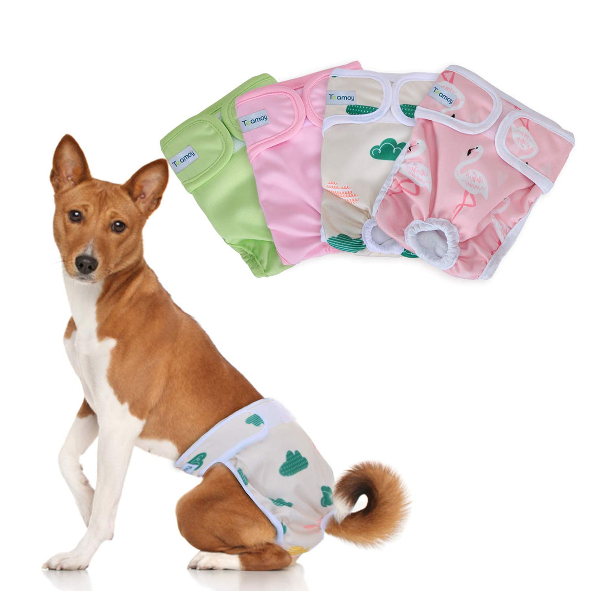 Teamoy Washable Female Dog Diapers (Pack Of 4), Reuable Doggie Diapers Wraps For Female Dogs, S