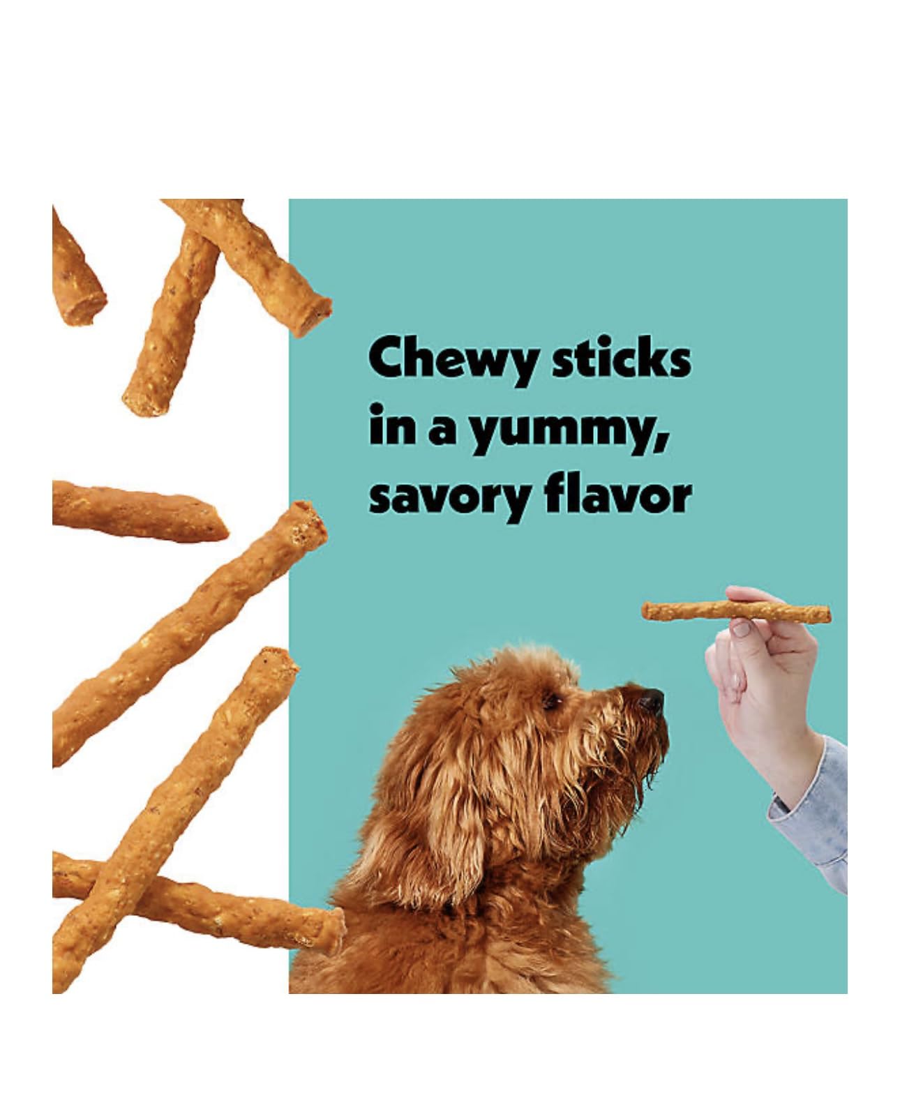 Wiggles & Wags Meaty Sticks Dog Treats, Bacon & Cheese Flavor, 6 oz with DN Essentials Bone Shaped Bag Dispenser & Roll