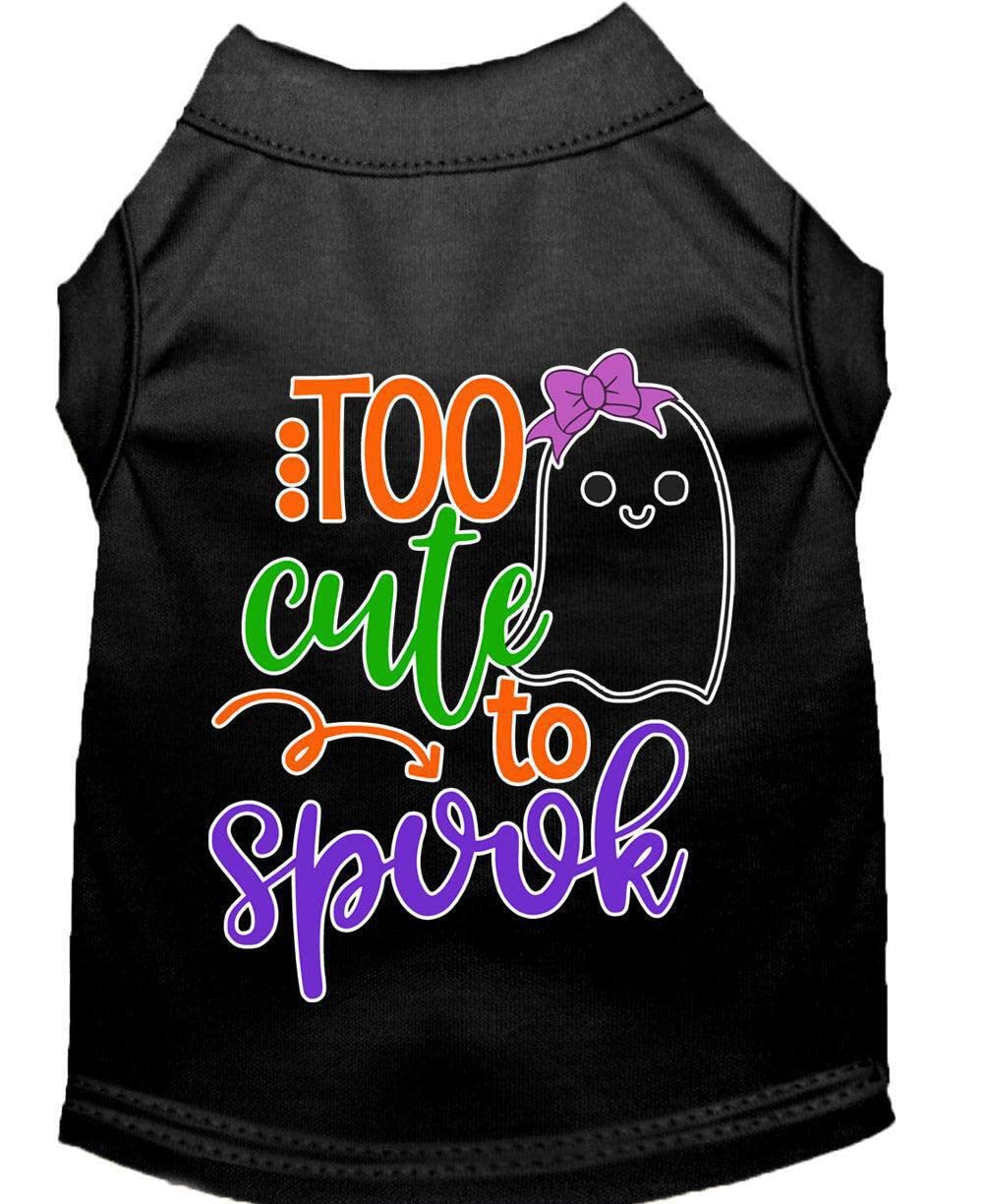 Halloween Pet Dog & Cat Shirt Screen Printed, &quot;Too Cute To Spook - Girly Ghost&quot; Emerald Green SM (3-6 lbs.)