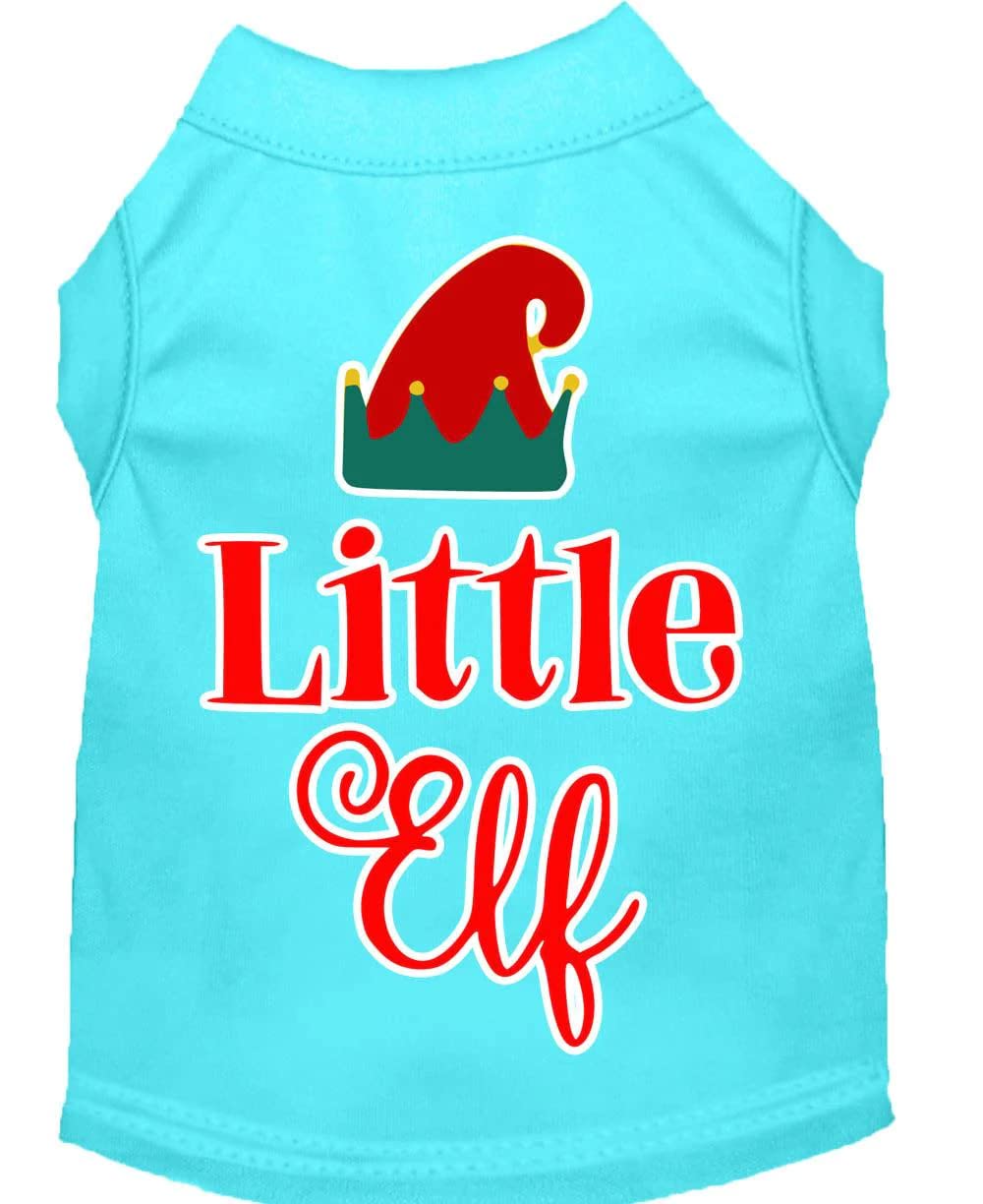 Christmas Pet Dog & Cat Shirt Screen Printed, &quot;Little Elf&quot; Red LG (10-14 lbs.)
