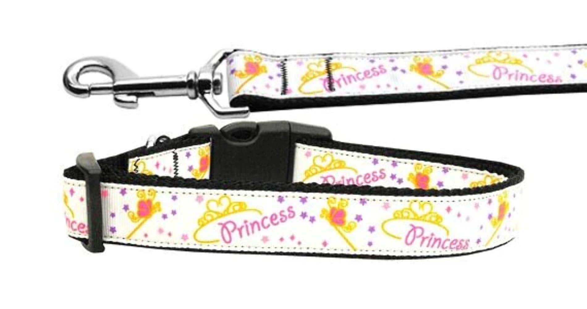 Pet Dog & Cat Nylon Collar or Leash, &quot;Princess&quot; MD Narrow Collar