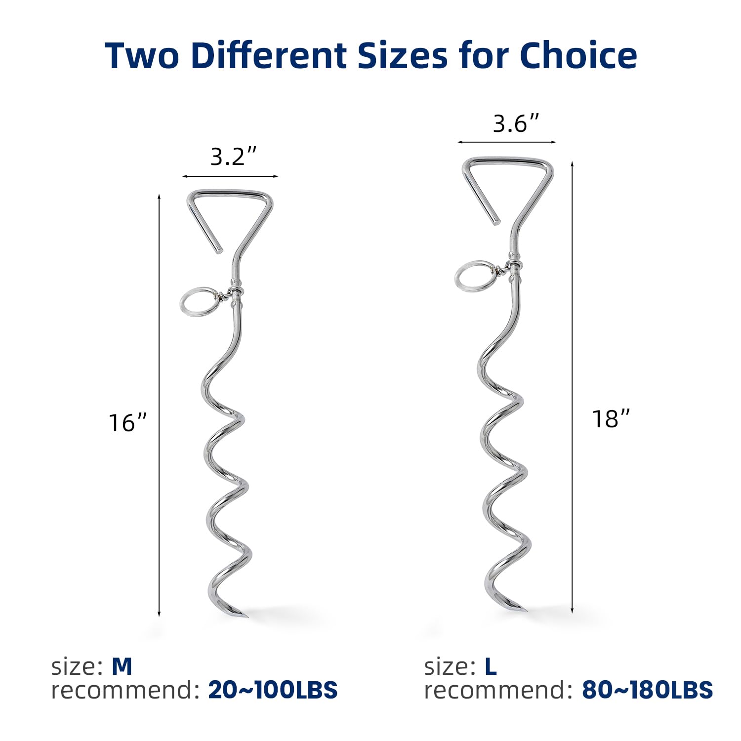 Wepet Dog Tie-Out Stake, Durable Silver Spiral Anchorstake, Secure Outdoor Tethering For All Cable Leash Chain, Camping Yard, Ru