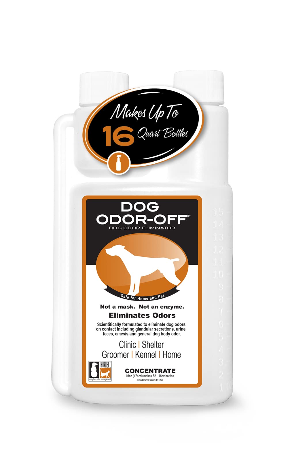 Thornell Dog Odor-Off Concentrate, Pet Smell Odor Eliminator For Dog Urine, Feces Odors, Pet Odor Eliminator Concentrate, Pet Ur
