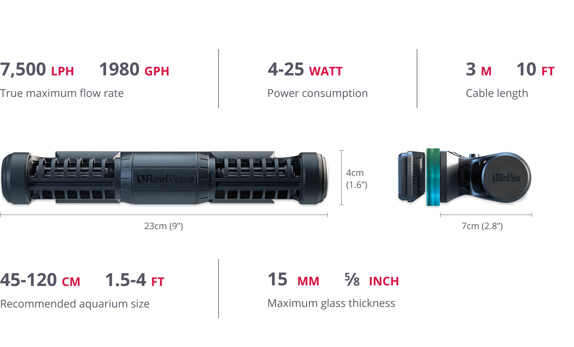 Red Sea ReefWave 25 Gyre Aquarium Water Flow Wave Pump | ReefBeat App Controlled Customized for Aquarium Fish Tank for Saltwater