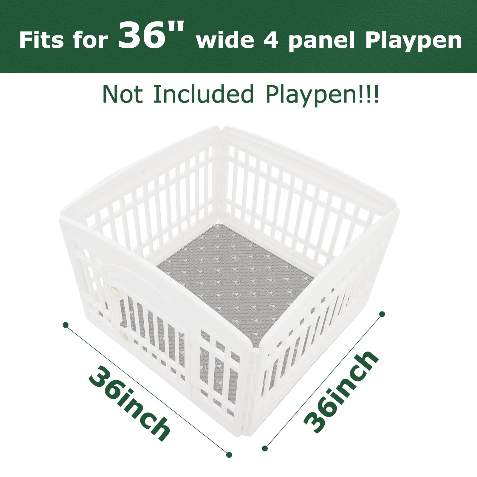 Pjyucien Machine Washable Square Dog Playpen Mat, 36 Inches Wide, Non-Slip Pet Pen Pee Pad, Suitable For Indoor/Outdoor Puppy Tr