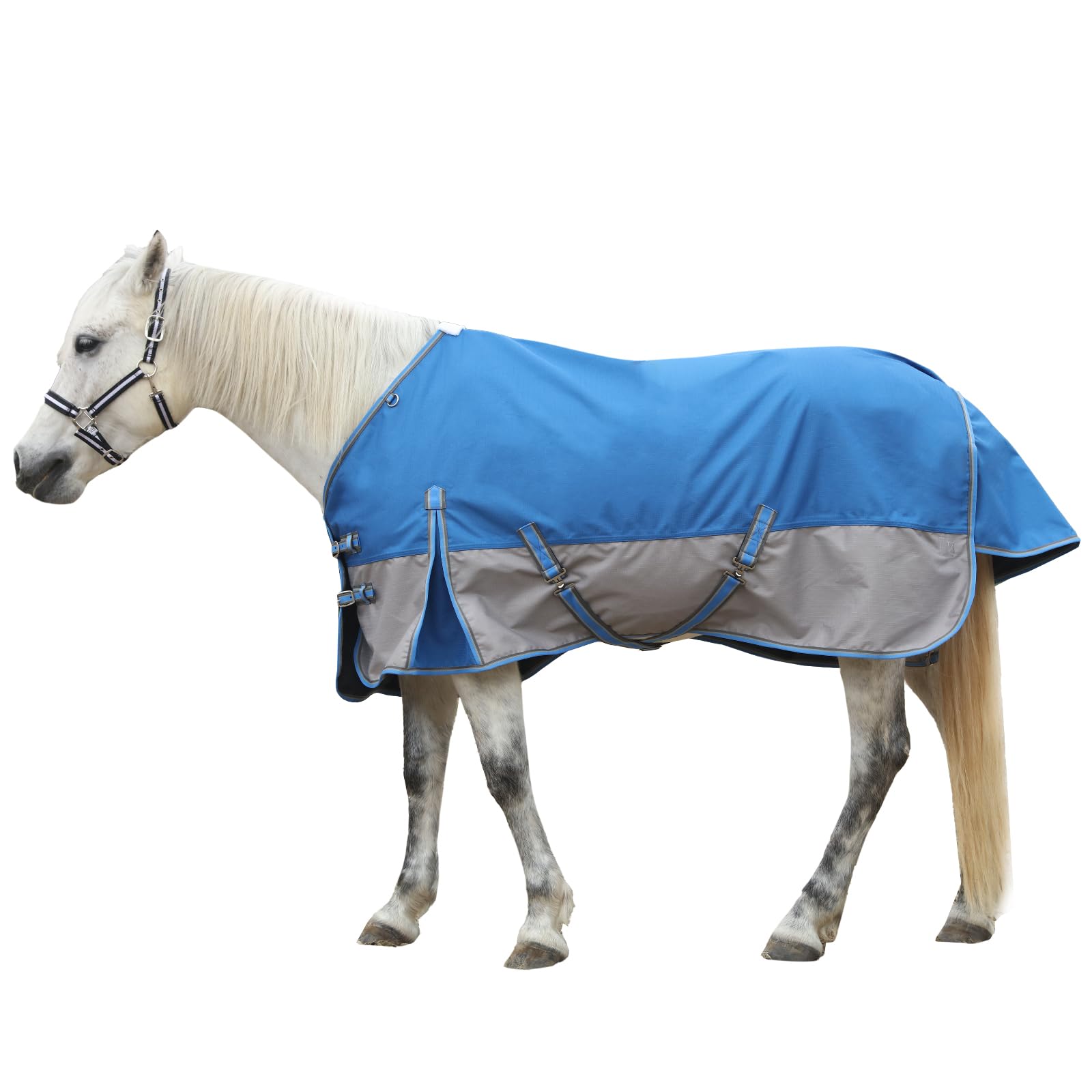 Gallopoff 1200 Denier Rip-Stop Turnout Rain Sheet Lightweight Waterproof Breathable Horse Blanket (No Fill) Bluegrey 81''