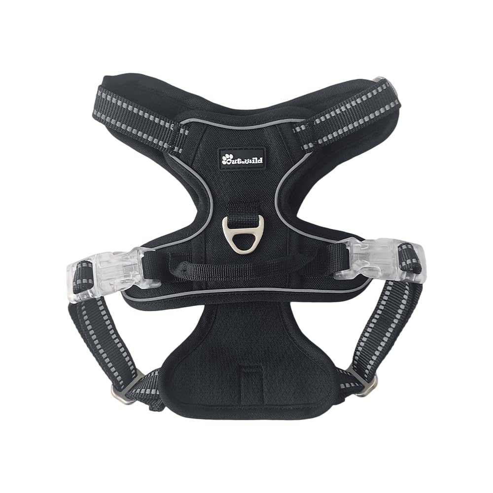 Out'N Wild Quality No-Pull Dog Harness With 2 Leash Clips. Adjustable Soft Padded Reflective No-Choke Pet Oxford Vest, Easy Cont