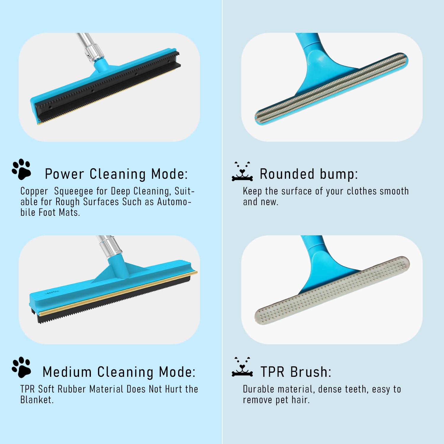 Yuloosi Carpet Rake For Pet Hair Removal, Updated Reusable Pet Hair Remover With 56    Adjustable Long Handle, 2 In 1 Rubber Bro