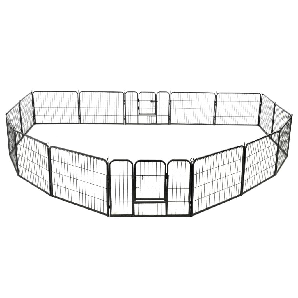 vidaXL Dog Playpen 16 Panels Dog Exercise Folding Enclosure Run Cage Wire Fence Pet Kennel Supply Indoor Outdoor Home Garden 31.