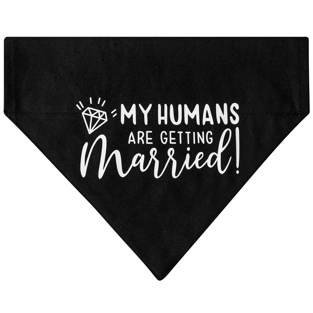 My Humans Are Getting Married Dog Bandana, Engagement Dog Bandana, Pet Scarf, Engagement Photo, Wedding Dog Bandana With Adjustable Collars For Small Medium Large Dogs Cats Pet (Medium, Black)