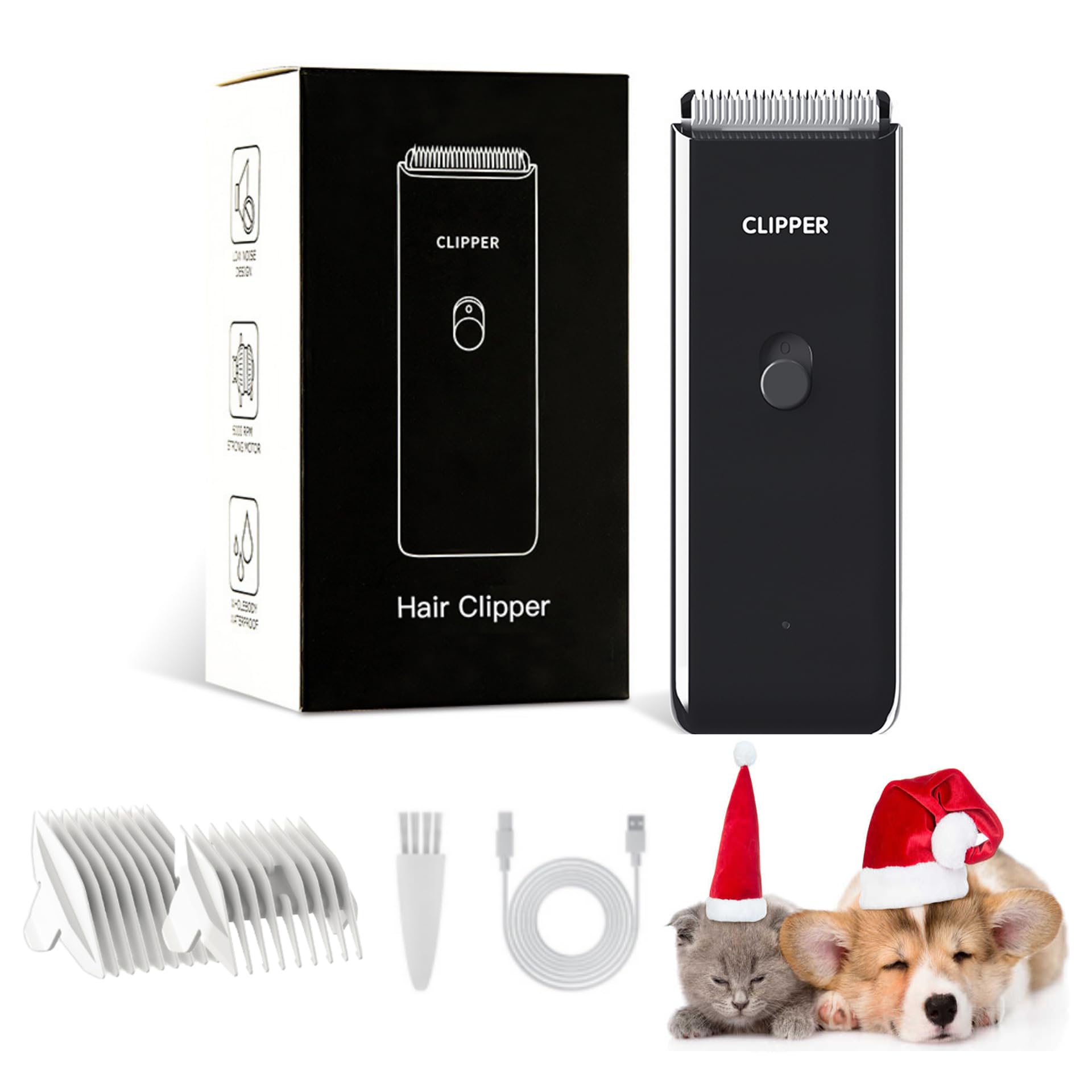 Founouly Home Professional Dog Grooming Kit Clipper Low Noise Usb Rechargeable For Dog Cat