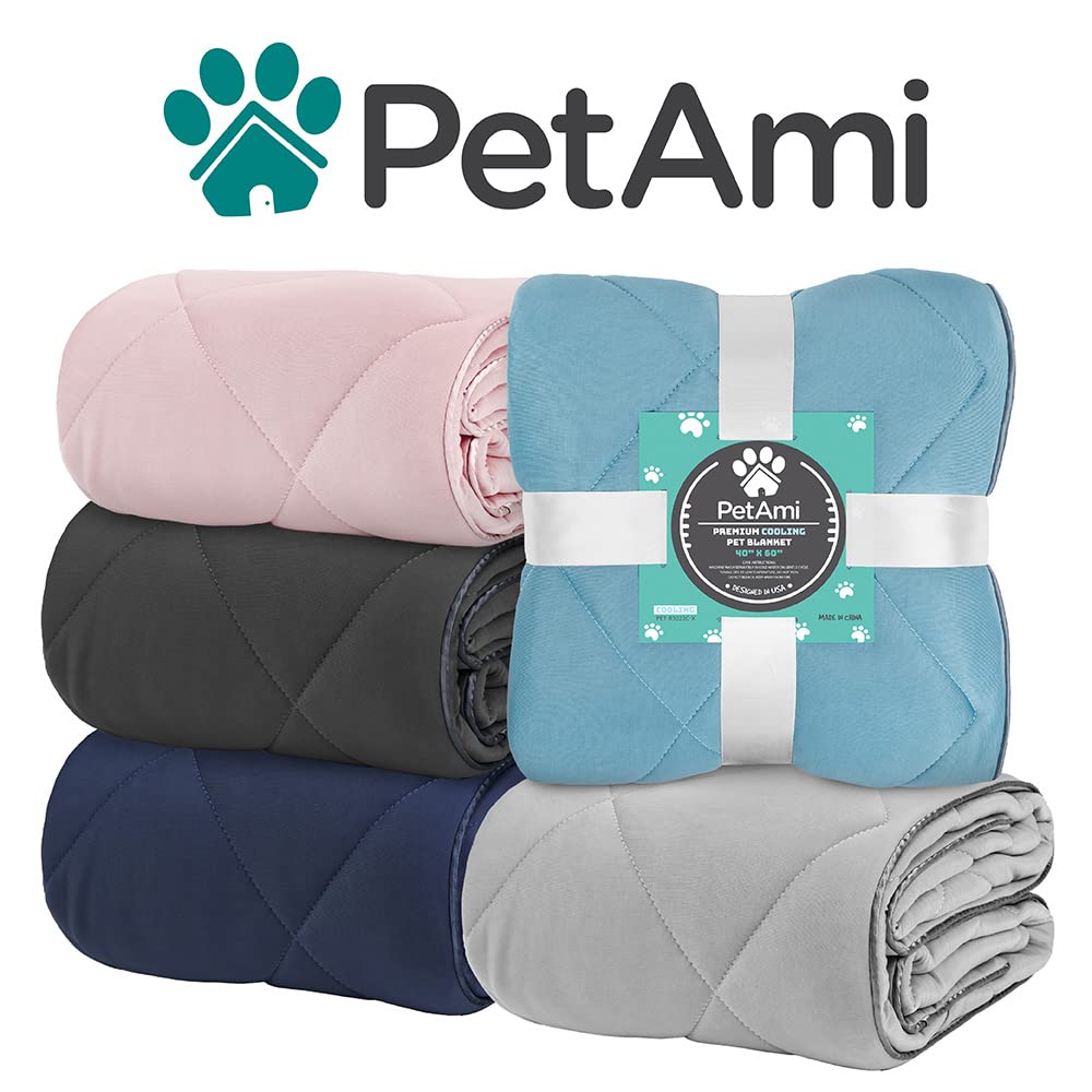 Petami Premium Cooling Dog Blanket | Lightweight Fluffy Pet Throw Blanket Bed Cover For Dogs, Cat, Puppies | Pet Blanket Furniture Protector Couch Sofa | Reversible Fuzzy Cozy | 40X60, Dusty Blue