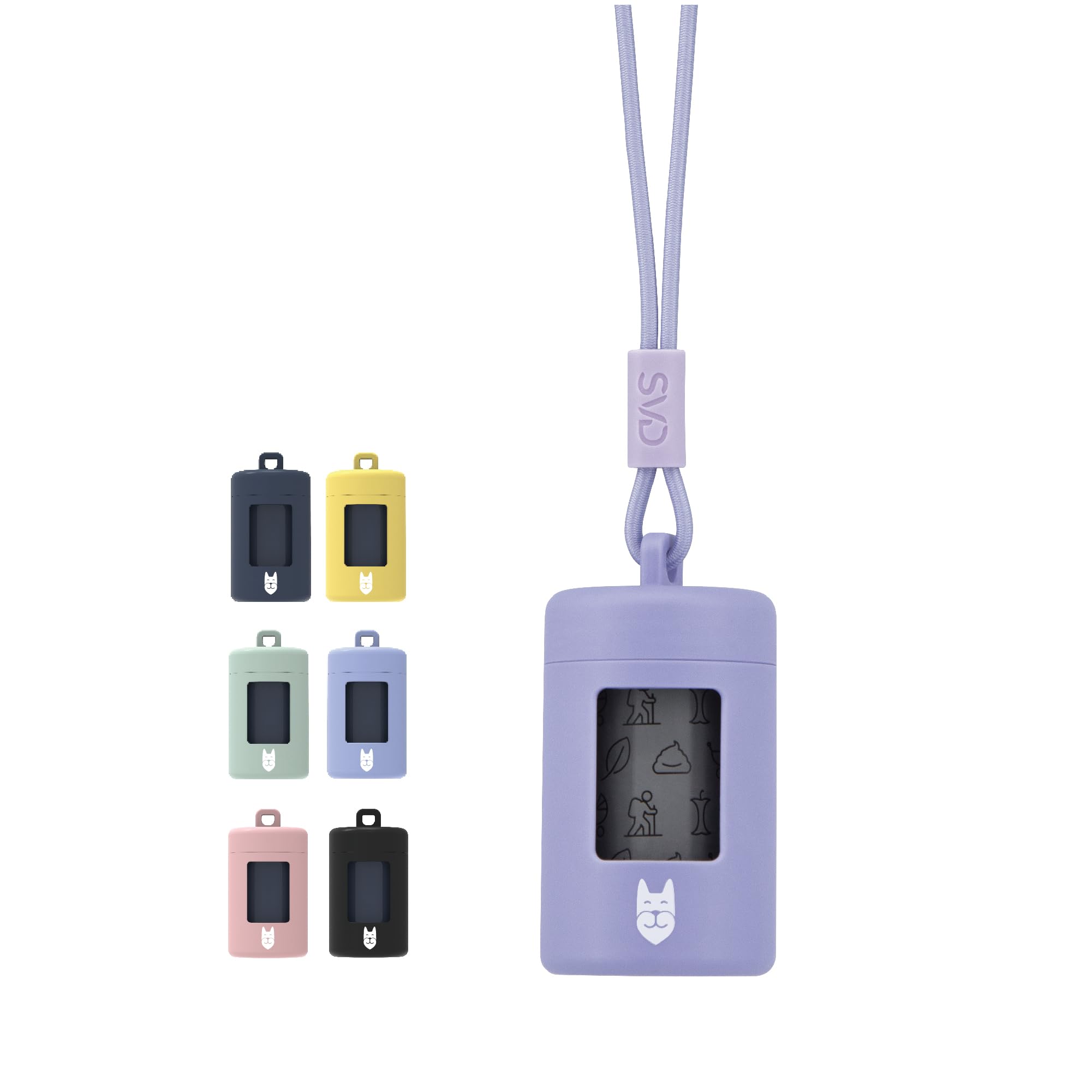 Svd.Pet Dog Poop Bag Dispenser, Retractable Waste Bag Dispenser, Lightweight Poop Bag Holder, Stretchy Strap Fits Any Dog Leash, Dog Walking Accessory (Lavender Field)