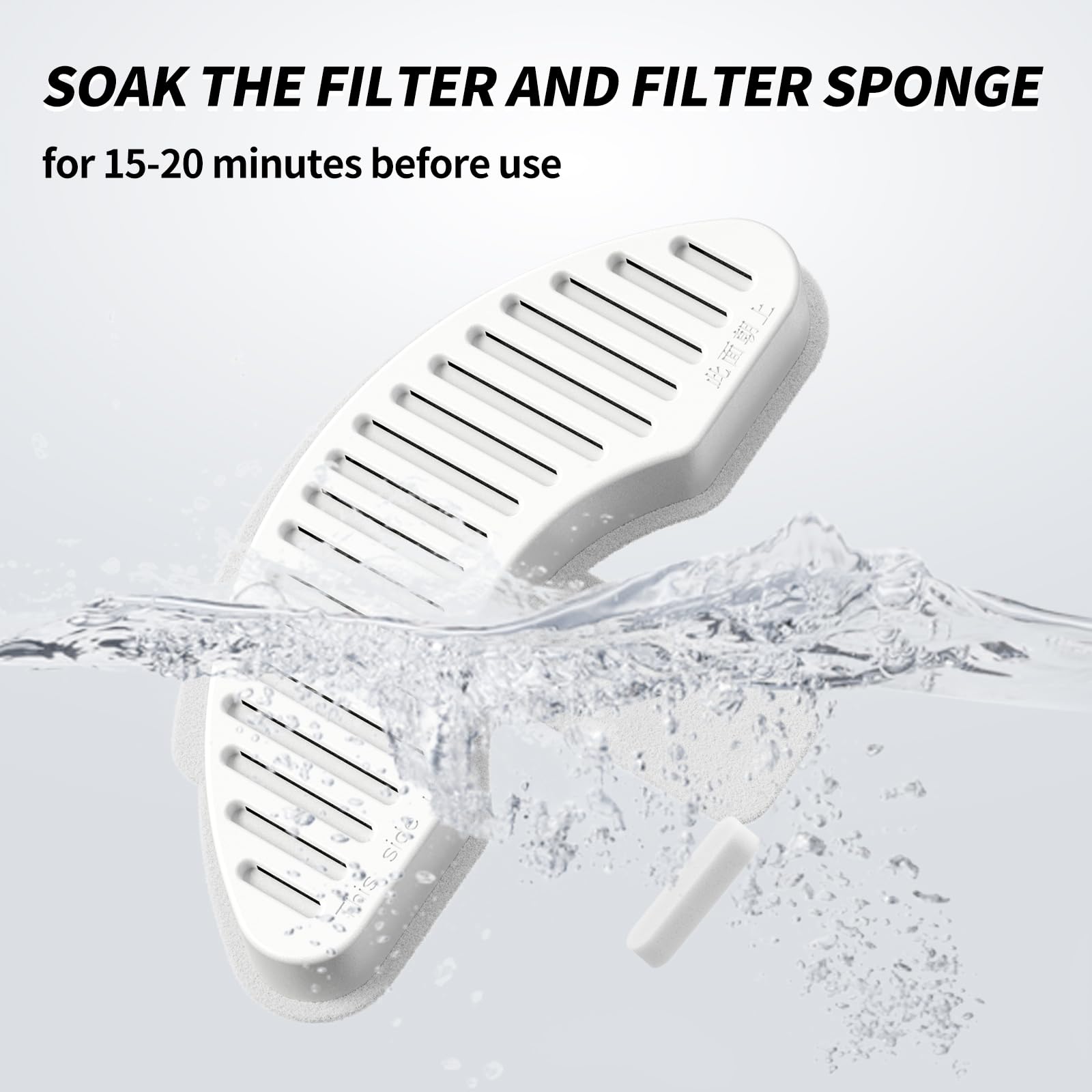 Uahpet Upgraded 6 Pack Replacement Filters & 12 Pack Replacement Filter Sponges For 67Oz/2L Automatic Pet Fountain Cat Water Fountain Cat Water Dispenser