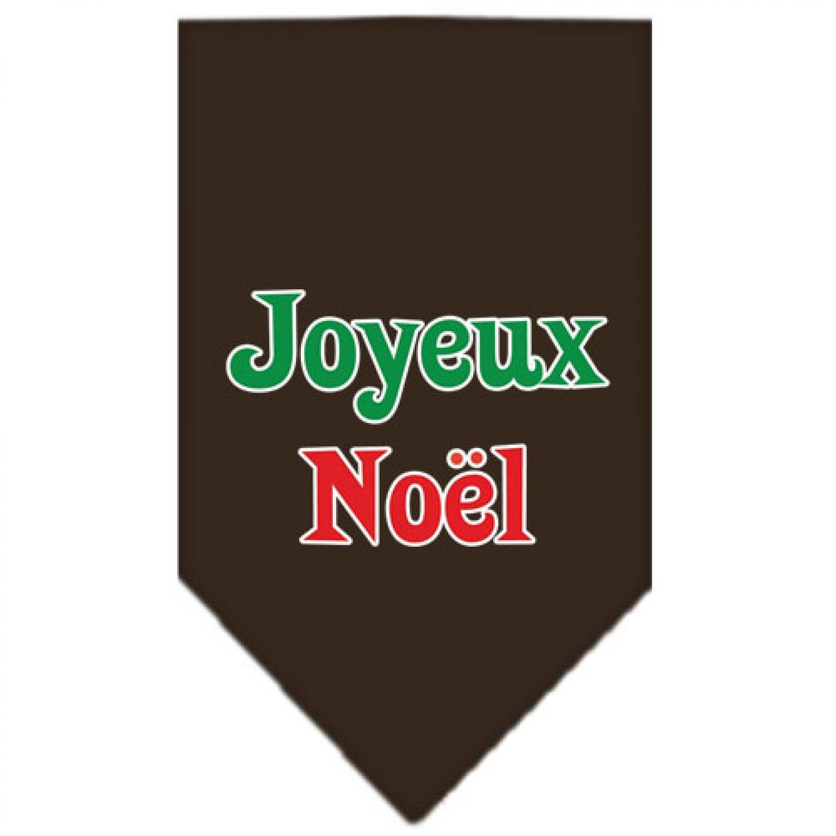 Christmas Pet and Dog Bandana Screen Printed, &quot;Joyeux Noel&quot; Cocoa Large