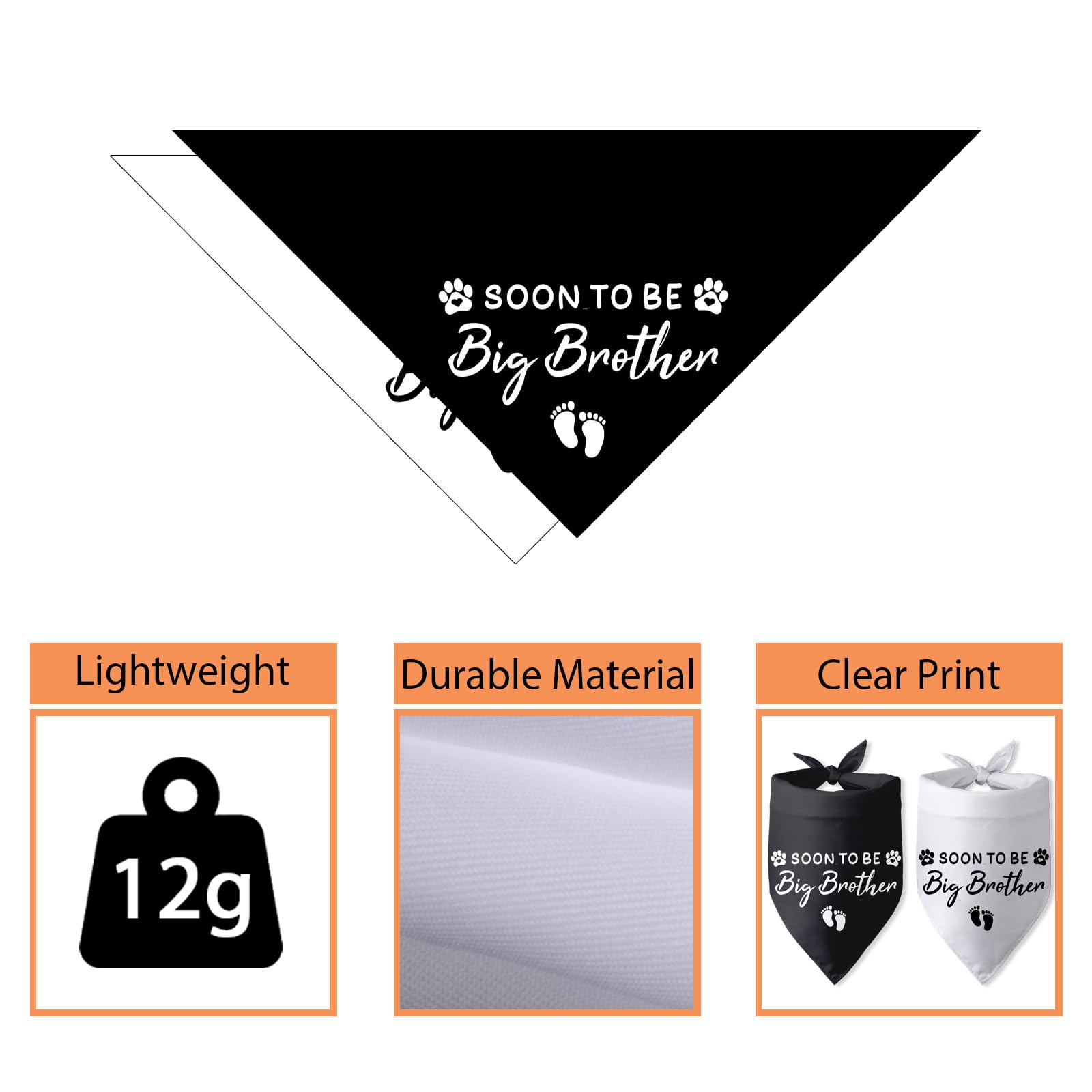 2 Packs Soon To Be Big Brother Triangle Scarf - Gender Reveal Dog Bandana Accessories For Large, Medium & Small Dogs