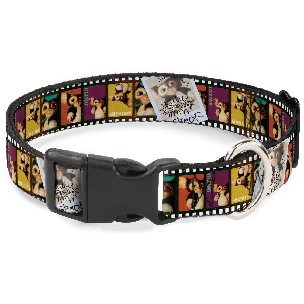 Buckle-Down Dog Collar Plastic Clip Gremlins Gizmo Filmstrip Poses Multi Color 9 To 15 Inches 0.5 Inch Wide