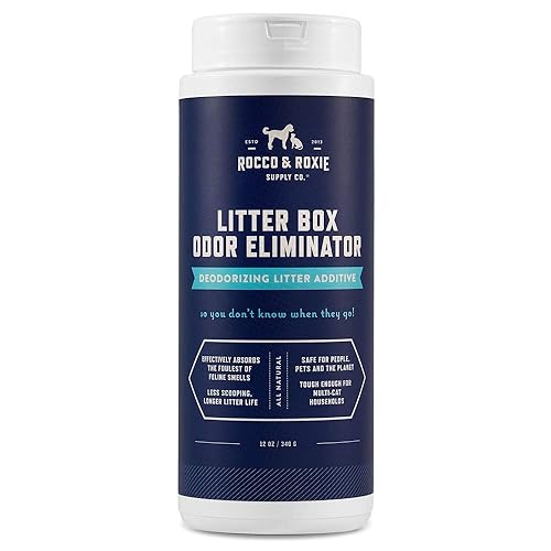 Rocco & Roxie Litter Box Odor Eliminator - Natural Urine Deodorizer, Safe for Cats, 12 oz, Effective Odor Absorber for Cat Litter Boxes