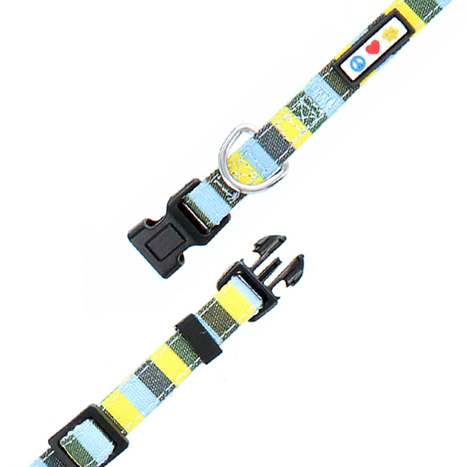 Pawtitas Multicolor Dog Collar Puppy Collar Pet Collar Multicolor Dog Collar Extra Small Dog Collar Blue/Yellow/Green Dog Collar