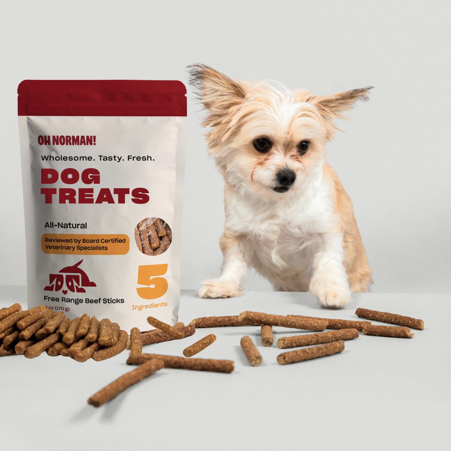 OH NORMAN! Soft Beef Jerky Dog Treats, Healthy, Air Dried, 6 Oz, All Life Stages, Ethically Sourced Free Range Beef
