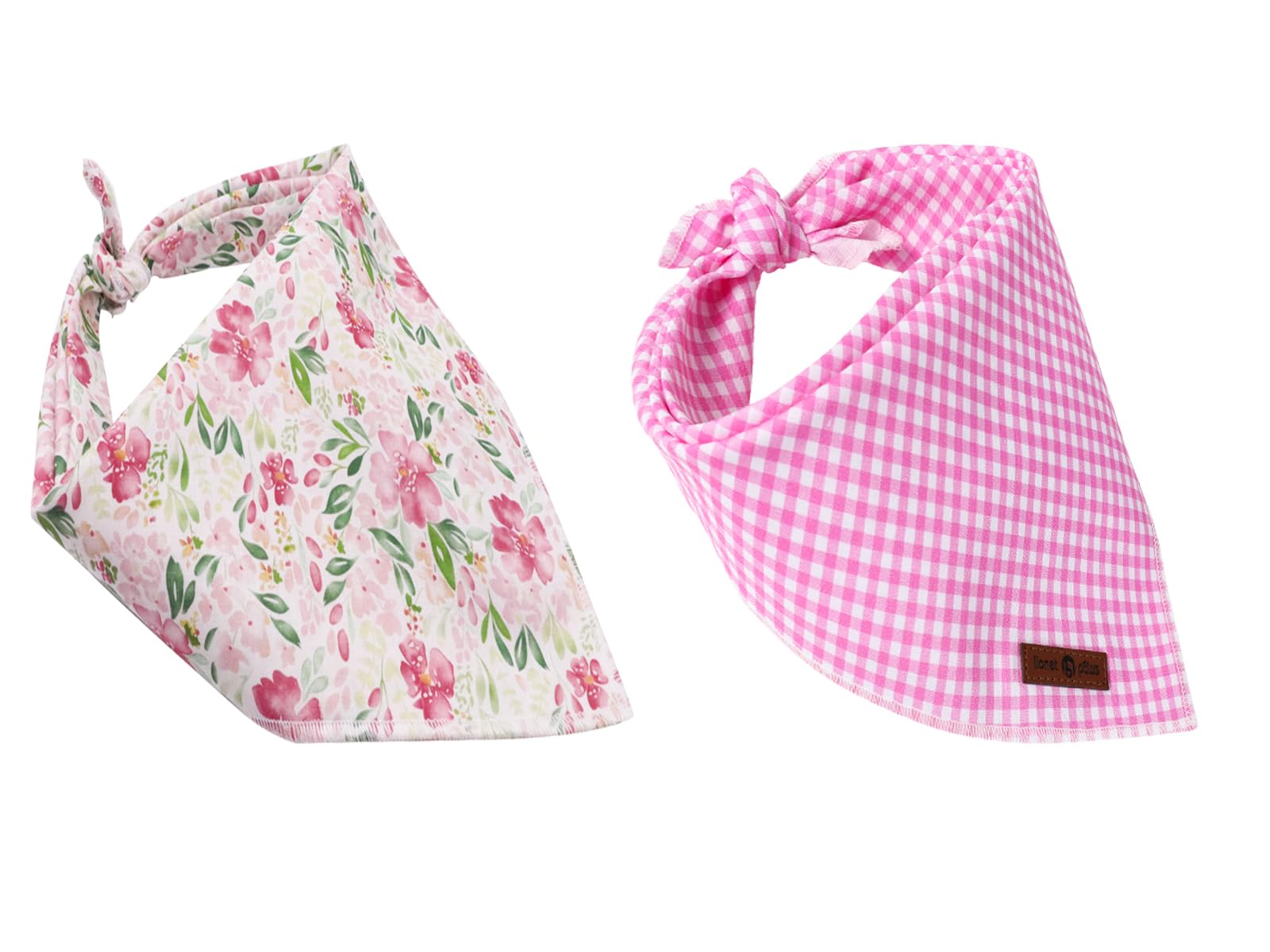 Lionet Paws Spring Dog Bandanas 2 Pack,Pink Washable Dog Triangle Bibs Scarf Dog Kerchief,Adjustable Flower Holiday Scarves For