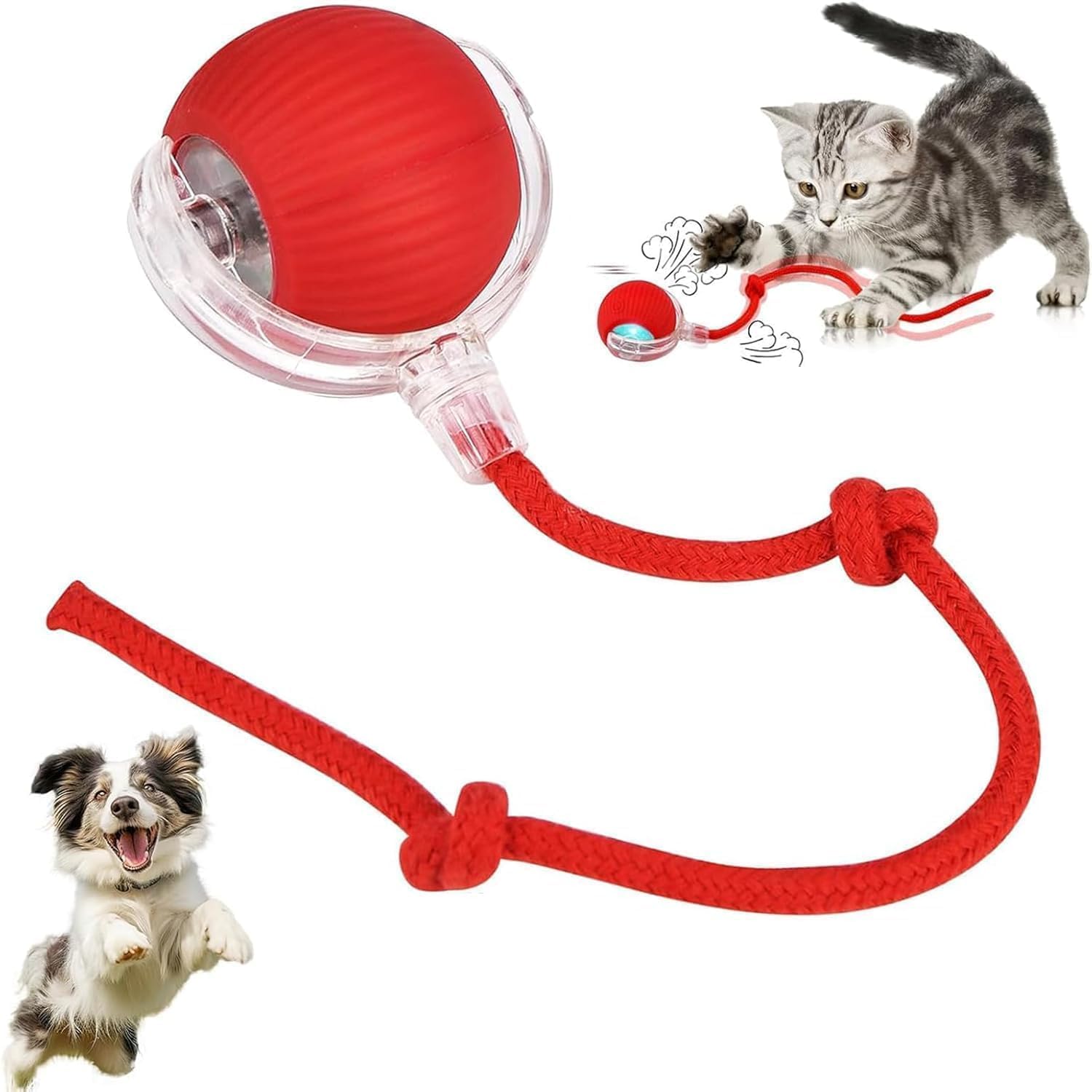 Interactive Rolling Chewie Ball for Cats & Dogs Smart 360?Automatic Rolling Pet Toy Chewie Doggie Ball for Small & Large Pets Fu