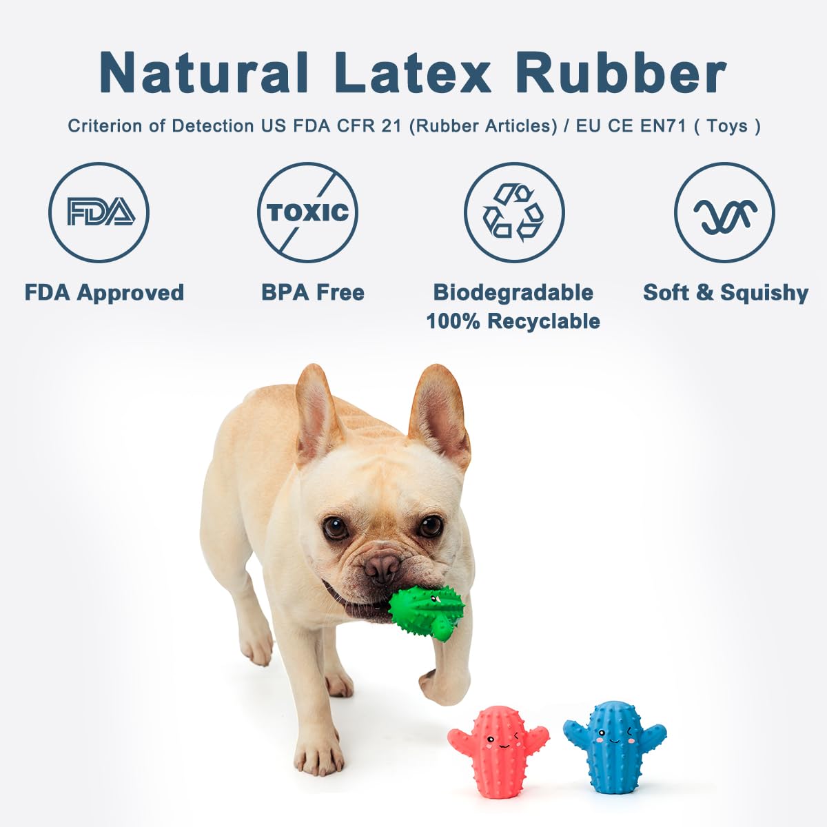 Pawdoer Squeaky Dog Toys, Soft Latex Squeaky Dog Ball For Small Dogs Puppies, Cute Bounce Squeak Cactus Pet Toys
