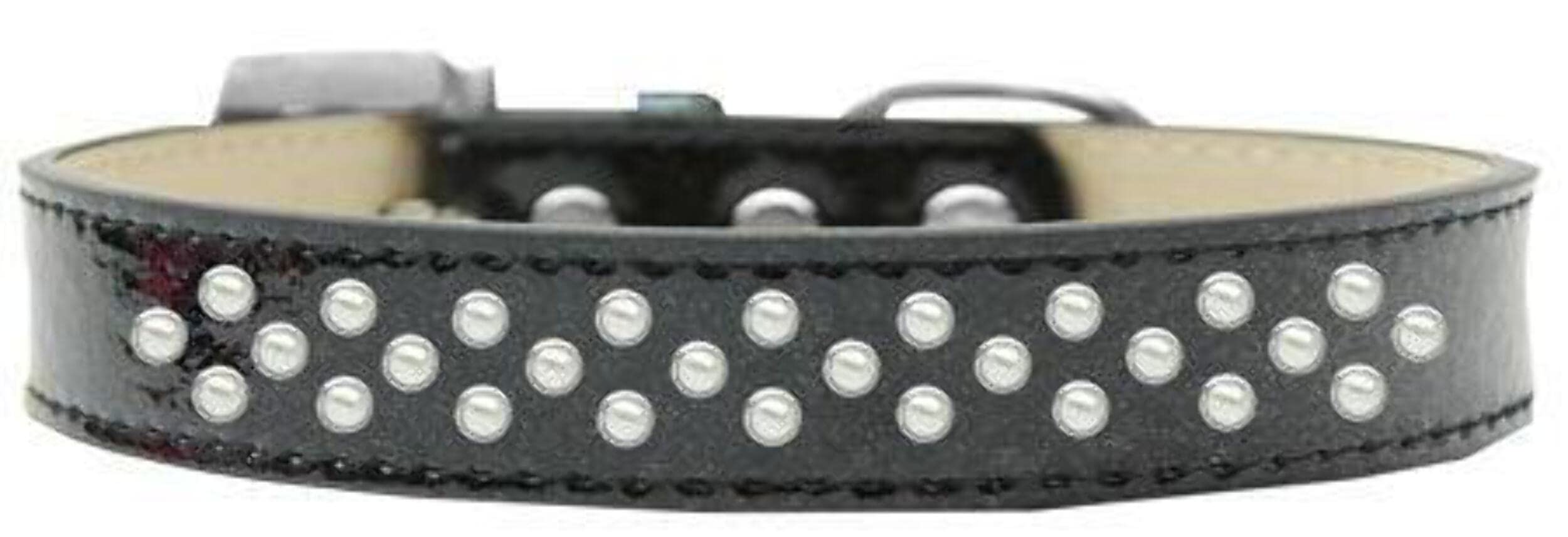 Mirage Pet Products Sprinkles Ice Cream Dog Collar with Pearls, Size 16, Black