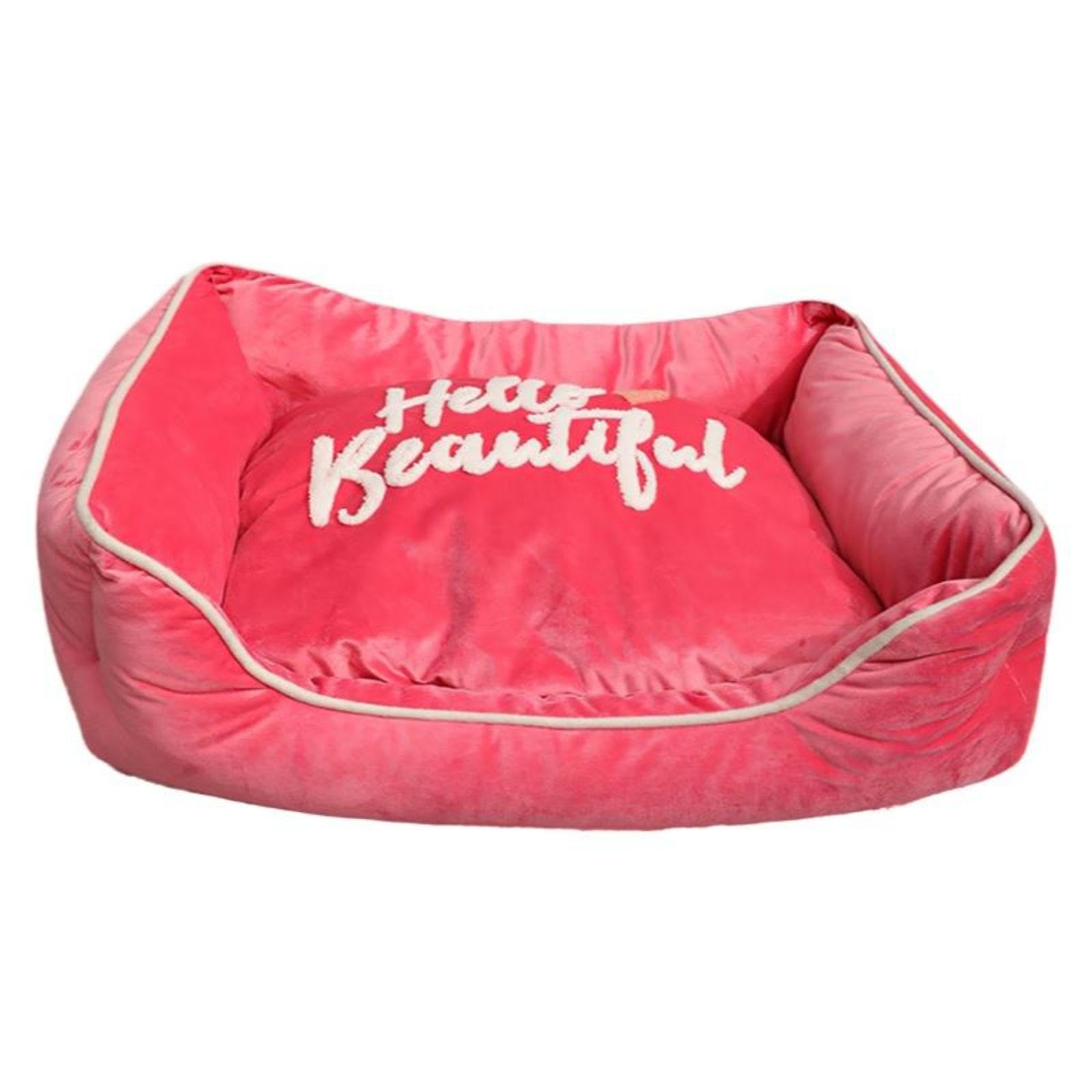 HEAVENGLOW Dog Bed cleanable Calming Pet Sofa AllSeason Comfort Removable Cover Pink 60 * 55cm
