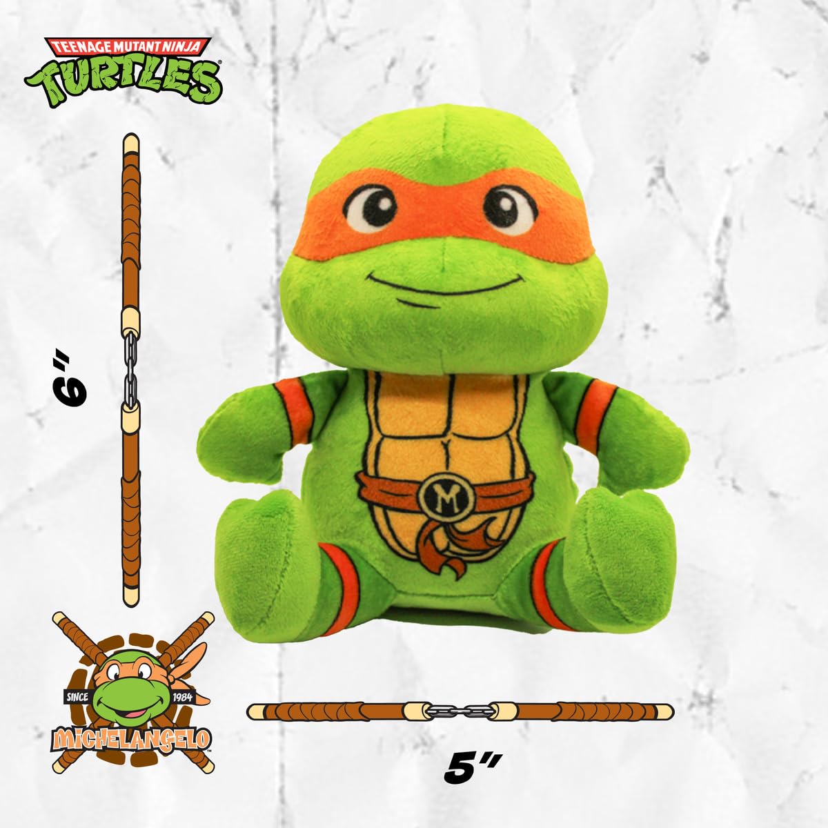 Design Lab, Inc. Teenage Mutant Ninja Turtle Official Merchandise | Tmnt Toys | Squeaky Plush Dog Toy | Michelangelo | Great For