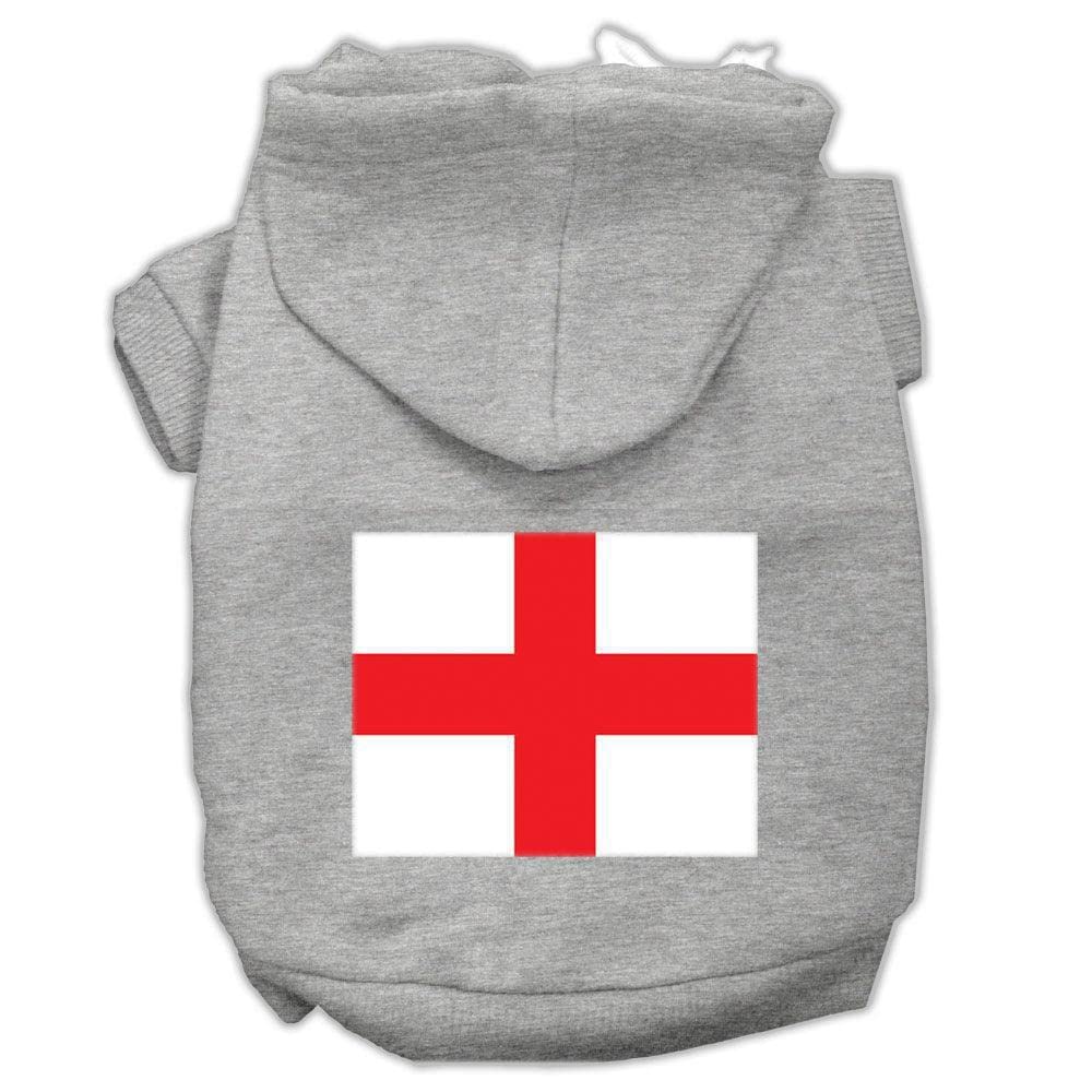 Pet Dog & Cat Hoodie Screen Printed, St. George's Cross Gray SM (3-6 lbs.)