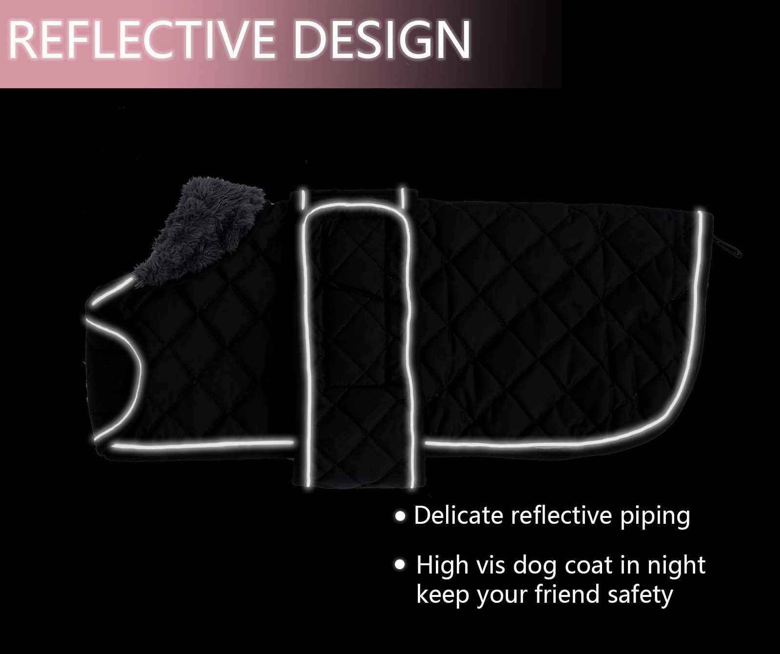 Warm Thermal Quilted Dachshund Coat, Dog Winter Coat With Warm Fleece Lining, Outdoor Dog Apparel With Adjustable Bands For Medium, Large Dog-Black-M