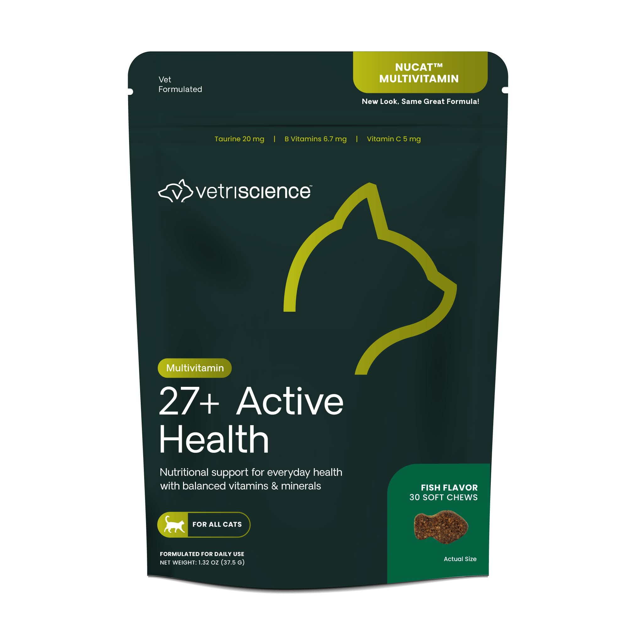 VetriScience 27+ Active Health Chews, Nu Cat Daily Multivitamin for Cats and Kittens, Balanced Vitamins, Minerals and Antioxidan