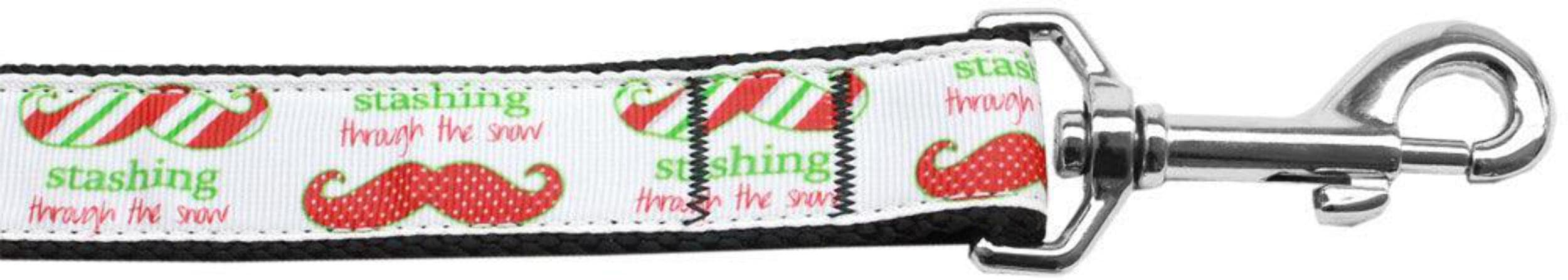 Christmas Pet Dog & Cat Nylon Collar or Leash, &quot;Stashing Through The Snow&quot; 5/8&quot; w x 6 ft. leash