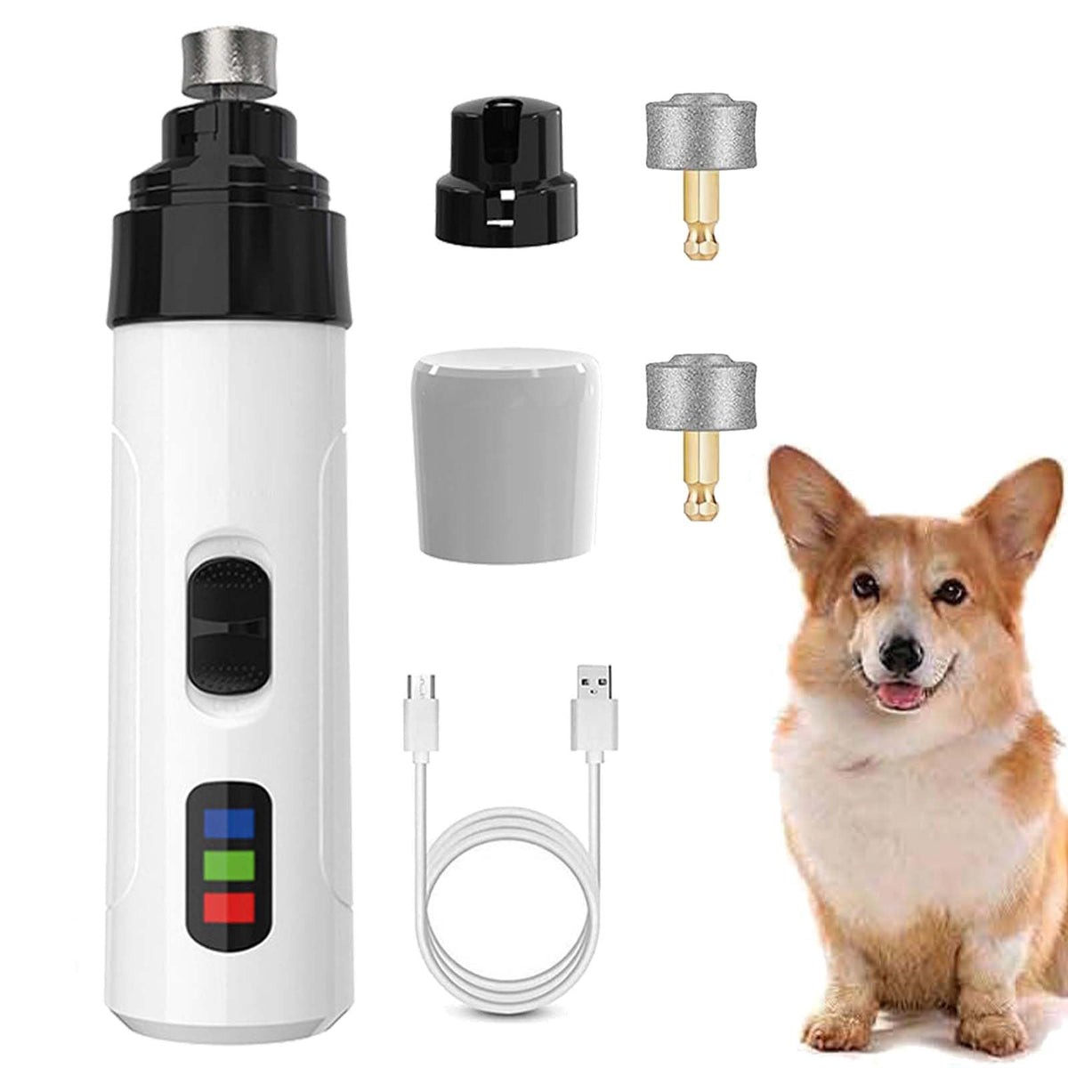 Heusom Silent Pro Nail Grinder For Dogs, Heusom Dog Nail Trimmer, Rechargeable Usb Charging Pet Nail Grinder For Dogs And Cats (