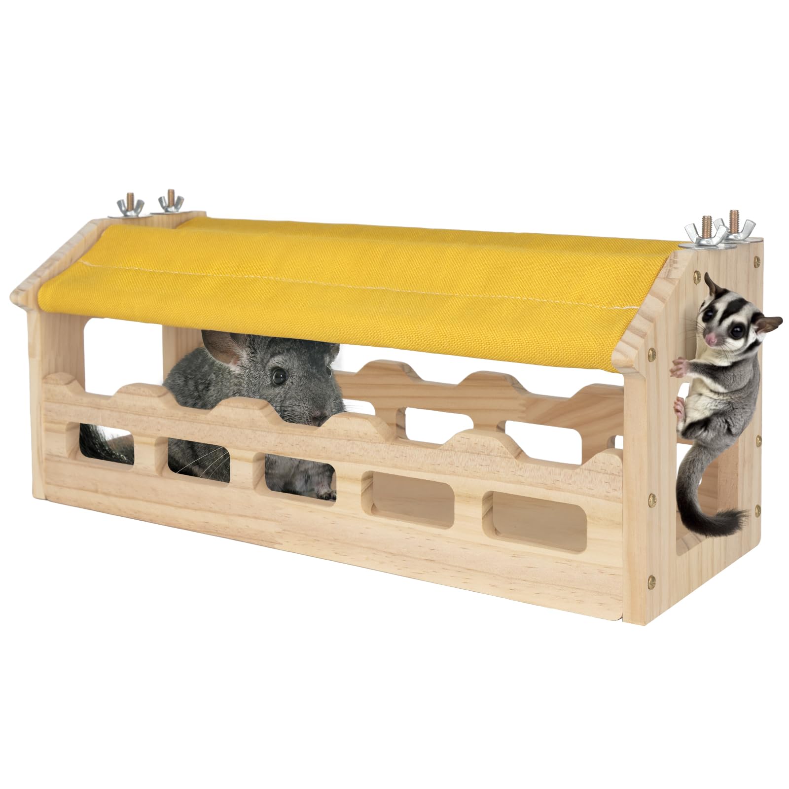 BESNEW Chinchilla Bridge Wooden,Small Animals Wooden Bridge and Platform,Chinchilla Habitat Toys for Squirrel Hamster Ferret Gui