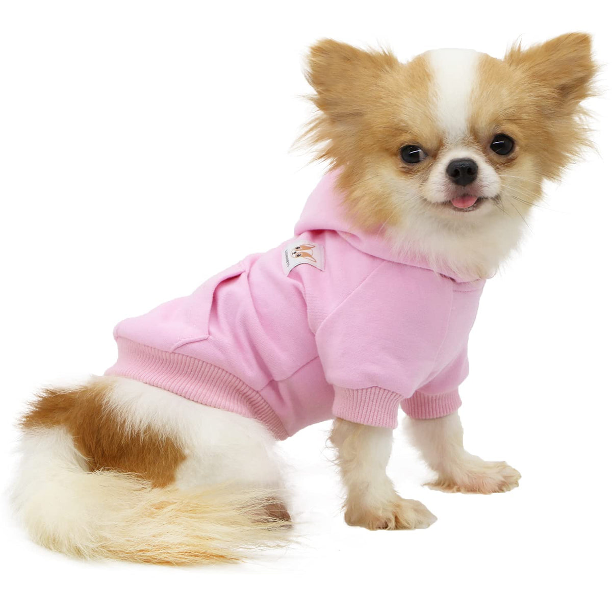 Lophipets Dog Cotton Hoodies Sweatshirts For Small Dogs Chihuahua Puppy Clothes Cold Weather Coat-Pink/M