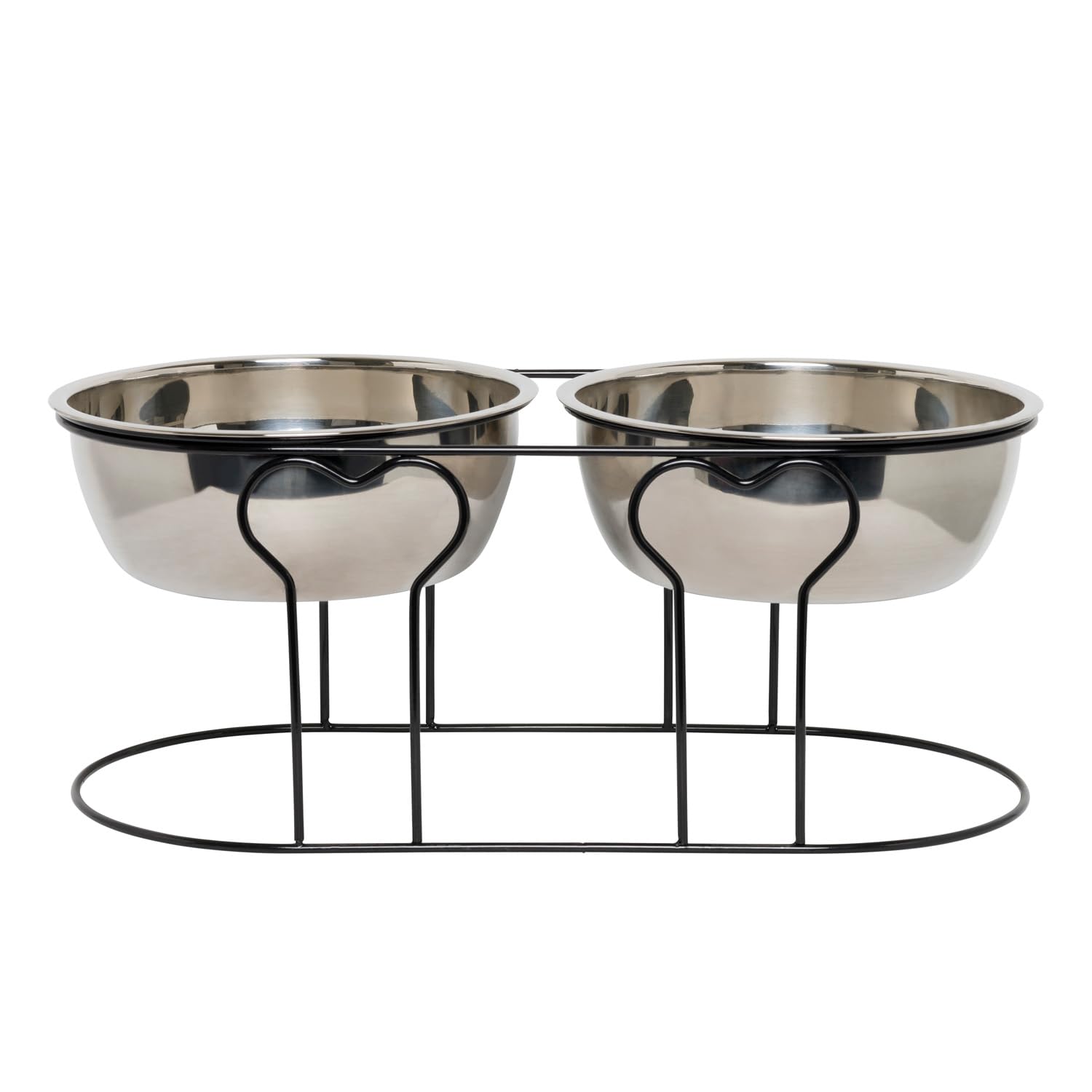Yml 7-Inch Wrought Iron Stand With Double Stainless Steel Feeder Bowls,Black
