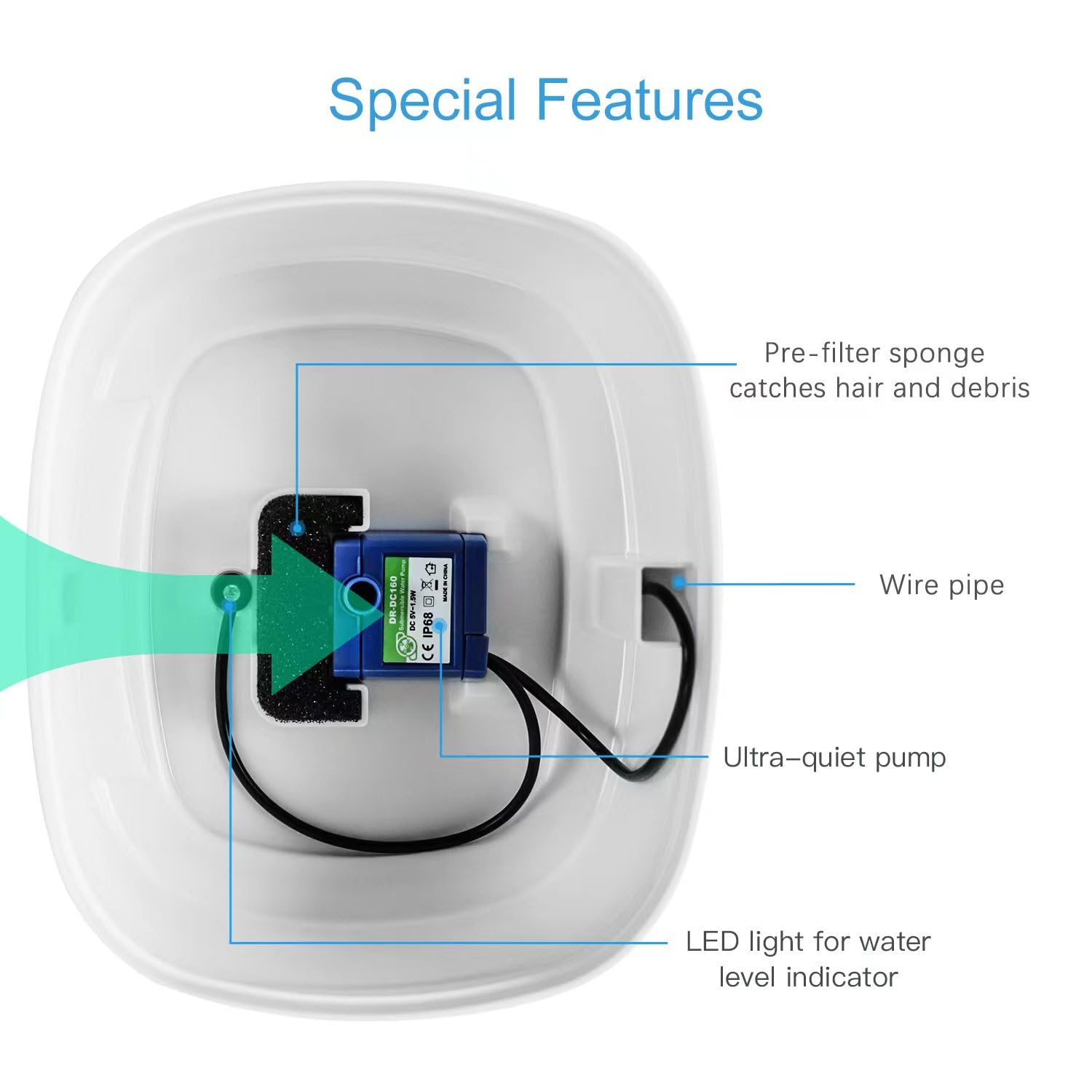 Wonder Creature Cat Fountain Filter For Cubic Cat Water Fountain Stainless Steel Top, 8 Carbon Filters 4 Foam Filters Pack For C