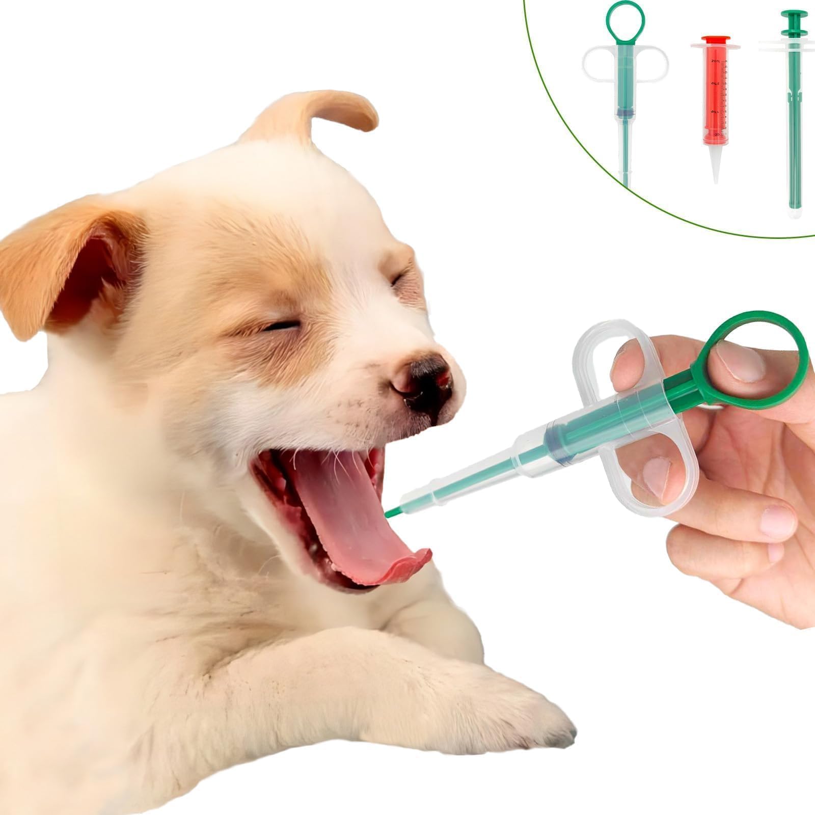 Naturahand 5Pcs Cat Pill Plunger, Green Dog Pill Gun Pet Pill Dispenser Medicine Syringe Puppy Tablet Feeder Liquid Medical Feed