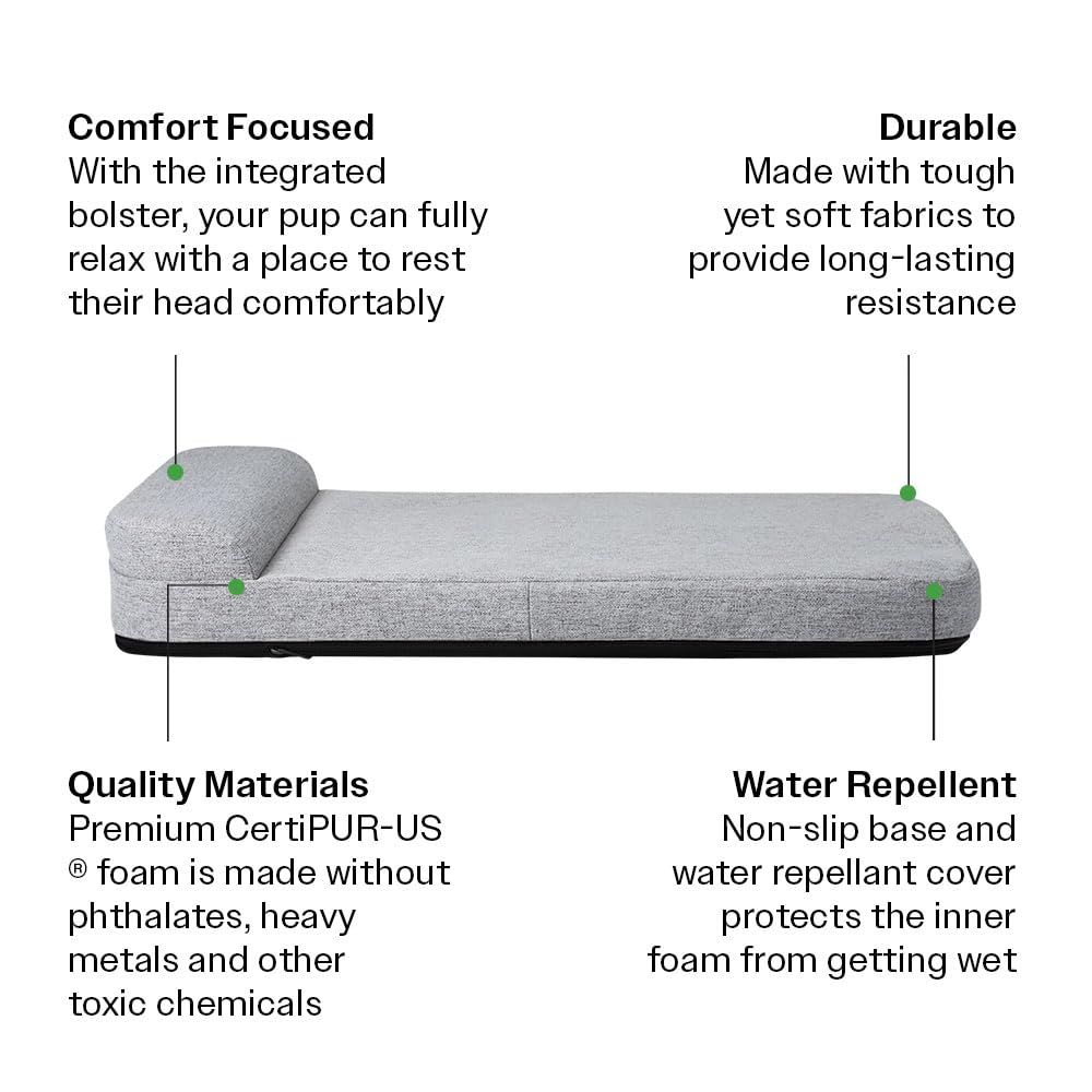 Diggs Bolstr Orthopedic Dog Bed With Headrest - Dog Crate Bed For Evolv Crate & Other Standard Pet Kennels - Durable & Comfortab