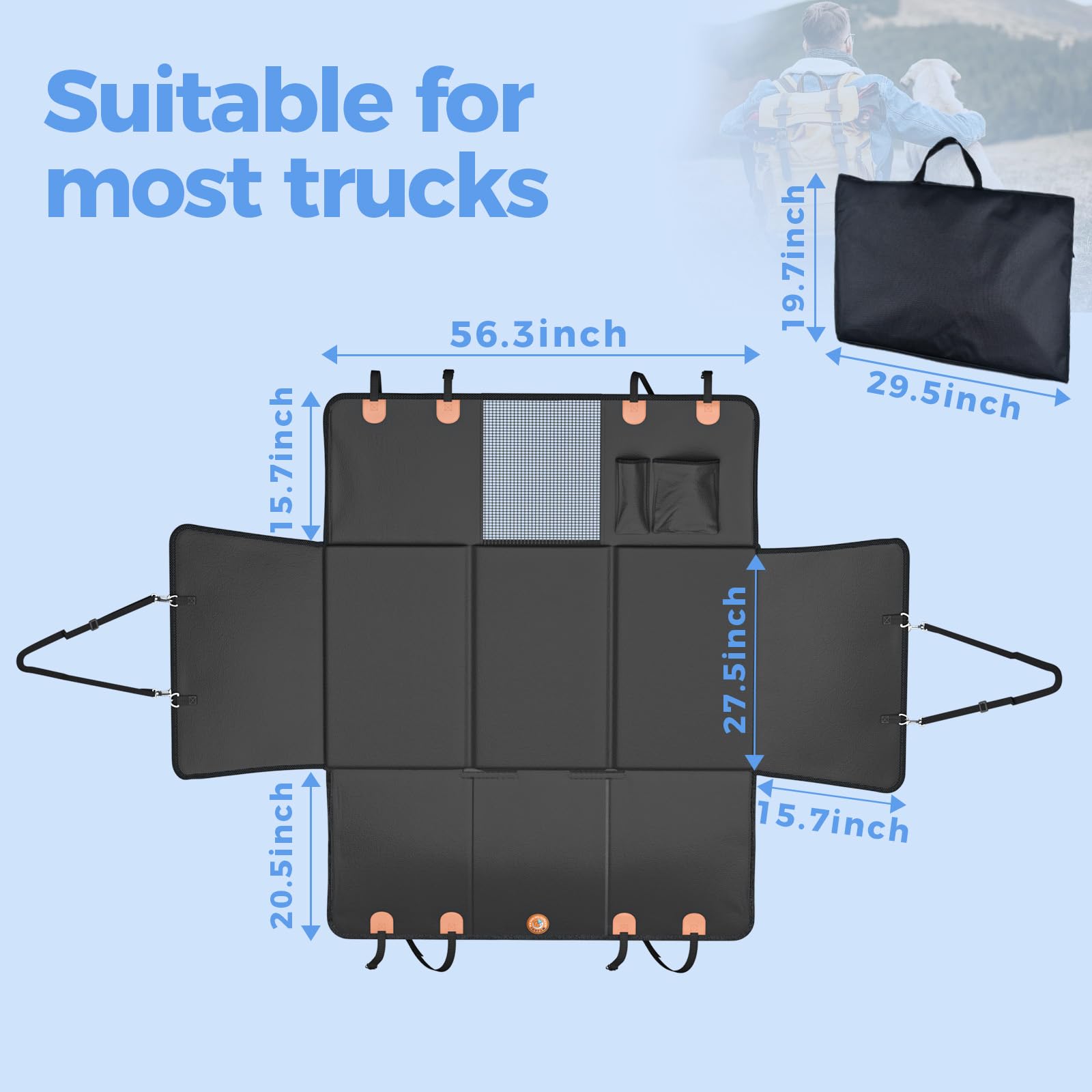 Myjaqi Back Seat Extender For Dogs, Hard Bottom Dog Car Seat Cover For Truck Back Seat, Dog Hammock For Car, Upgraded Pu Leather