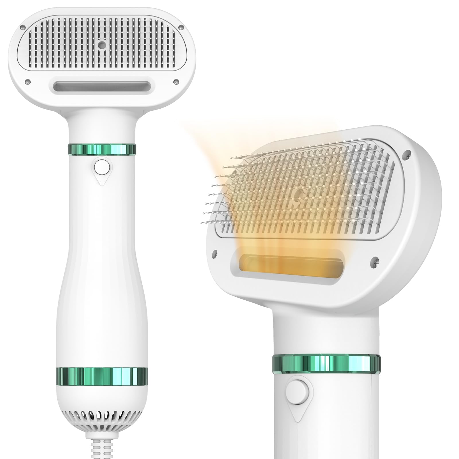 Dog Hair Dryer For Dogs & Cats | Portable And Quiet 2 In 1 Pet Hair Dryer With Self Cleaning Slicker Brush | Cat & Dog Blower Grooming Dryer | Professional Pet Blow Dryer | Adjustable Temperature