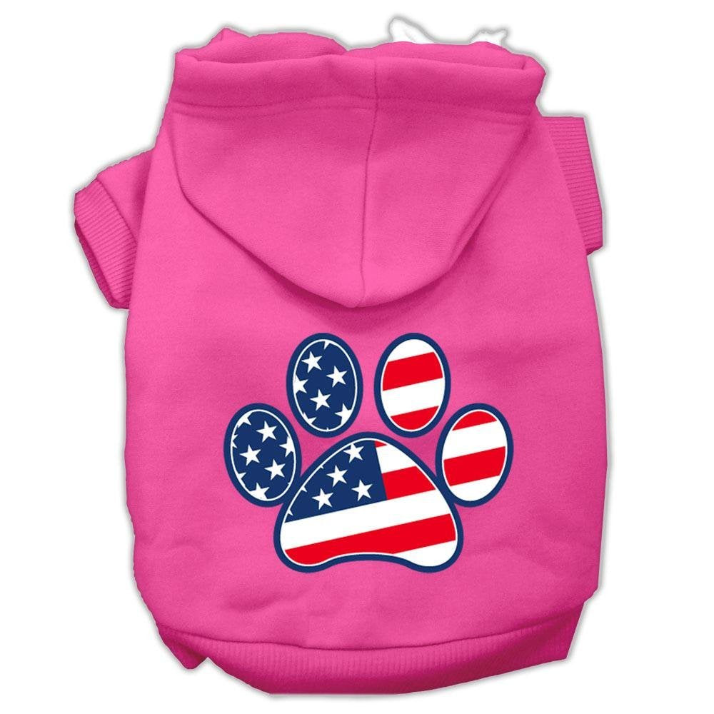 Pet Dog & Cat Hoodie Screen Printed, 'Patriotic Paw' Bright Pink 2Xl (20-25 Lbs.)