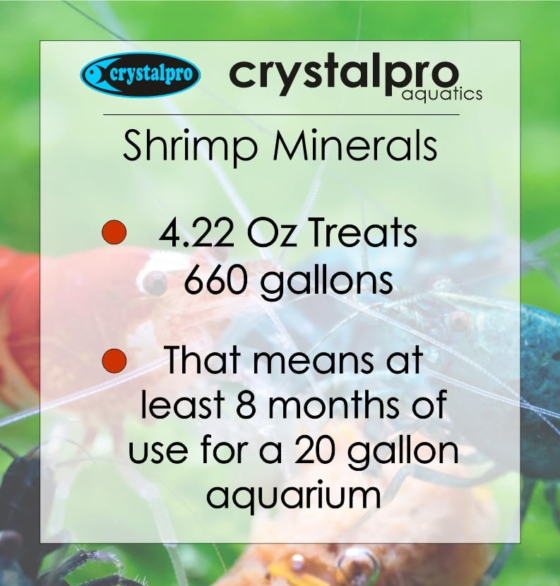 Crystalpro Shrimp Minerals 4.2 Oz - Liquid Aquarium Salt & Trace Elements for Freshwater Shrimp Tanks - Supports Caridina & Neoc