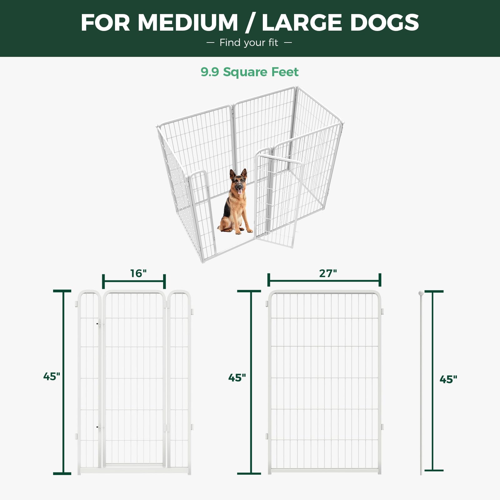 Fxw Homeplus Dog Playpen For Indoor Use - Stress-Free And Safe Play, Heavy Duty 45 Inch 6 Panels Dog Pen For Large Dogs, Whitepa