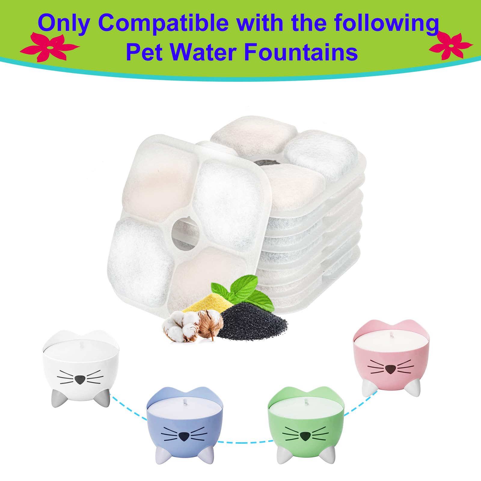Cat Water Fountain Filter,Cat Fountain Filters for PIXI Pet Water Fountain,16 Pack Pet Fountain Filter Replacement