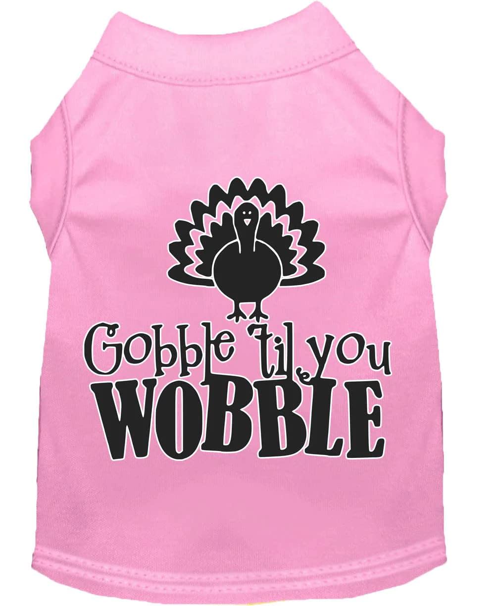 Pet Dog & Cat Shirt Screen Printed, "Gobble Til Ya Wobble" Yellow XL (14-20 lbs.)